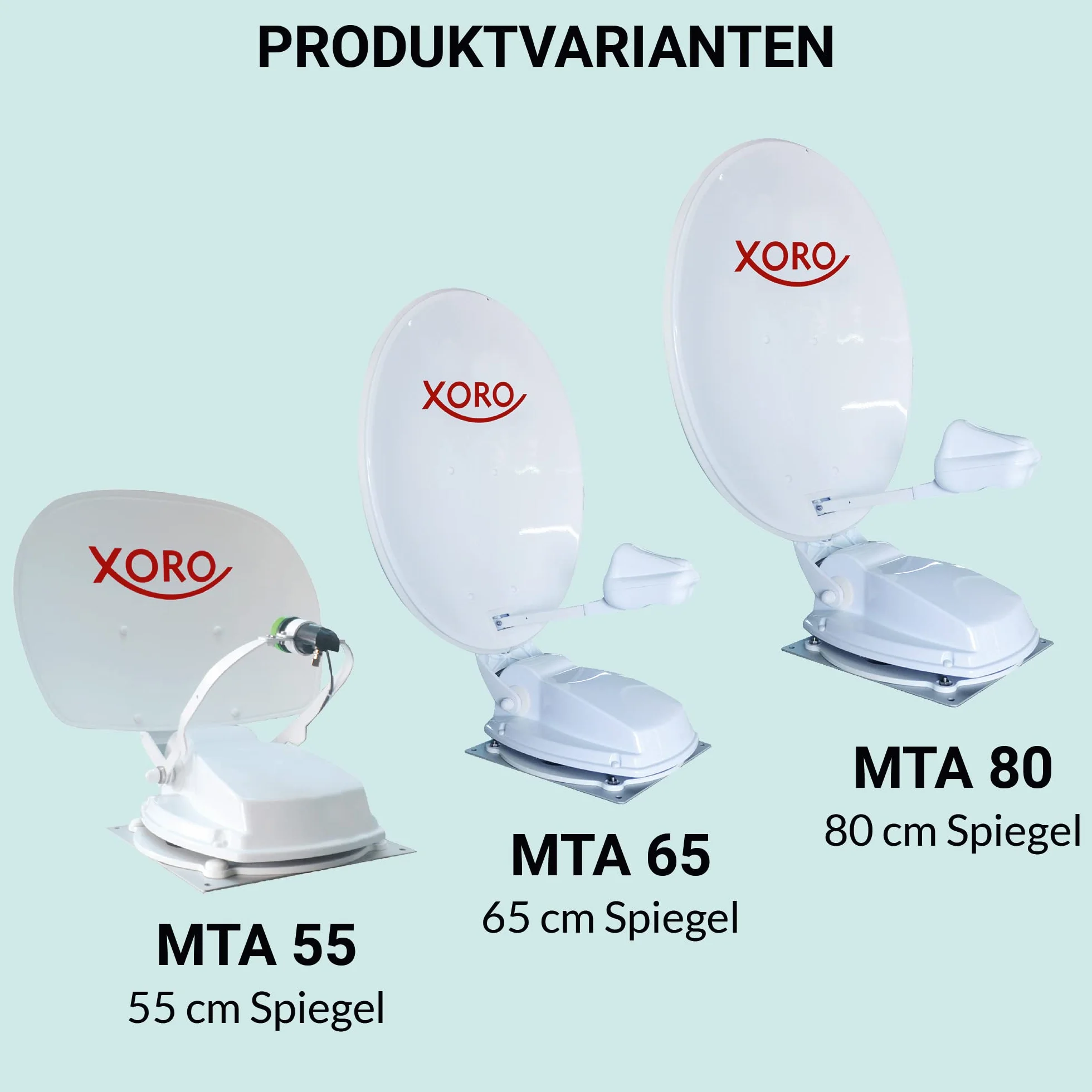 XORO MTA 65 – w pełni automatyczna antena satelitarna 65 cm, wkładka stacjonarna i mobilna, zasilanie 12/24 V, w zestawie sterownik, kabel instalacyjny i akcesoria, kolor biały