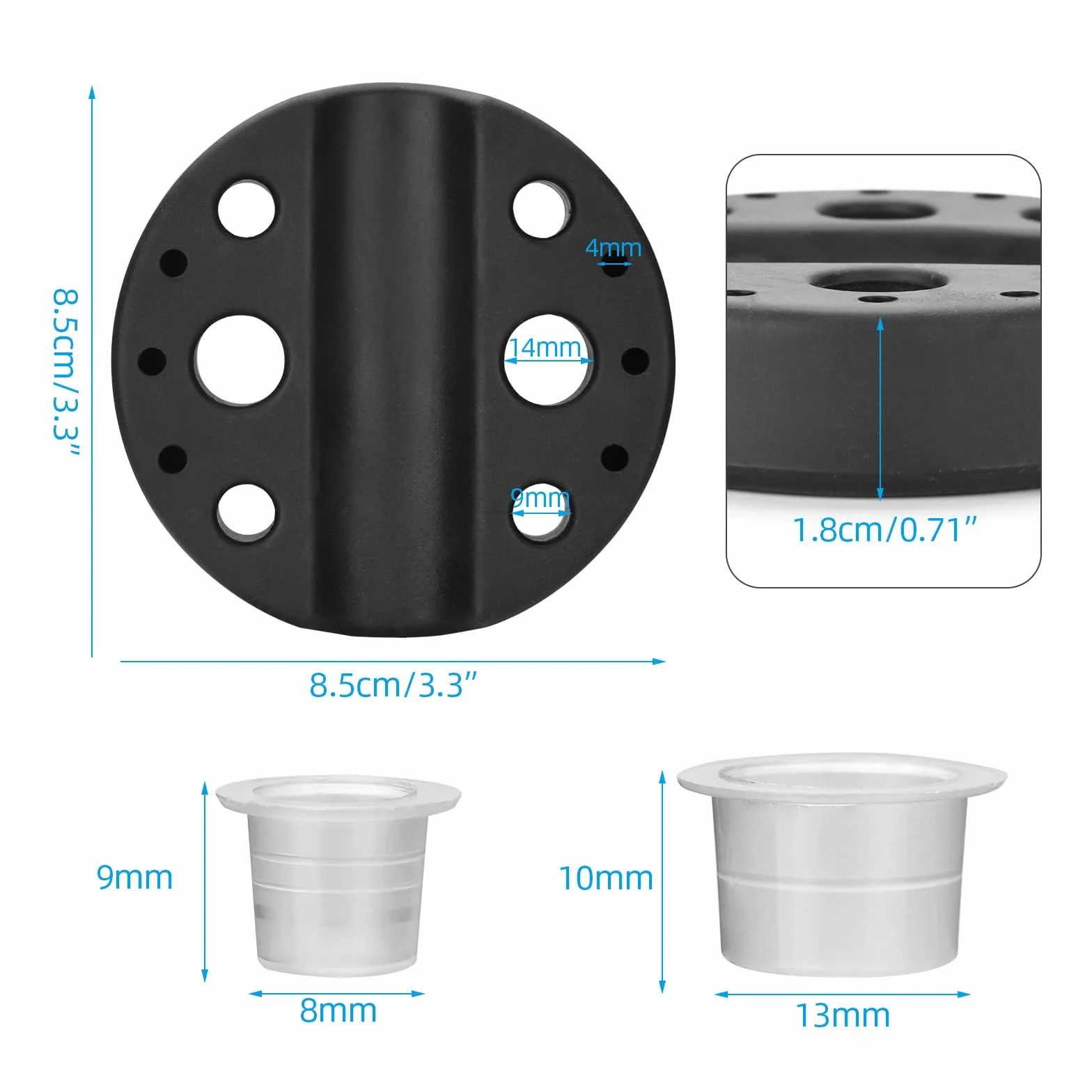 ATOMUS Black Tattoo Pen Stand Silicone Microblading Pigment Ink Cup Holder Makeup Tattoo Accessories Organiser Tattoo Tool Holder with 50pcs S M Pigment Cups