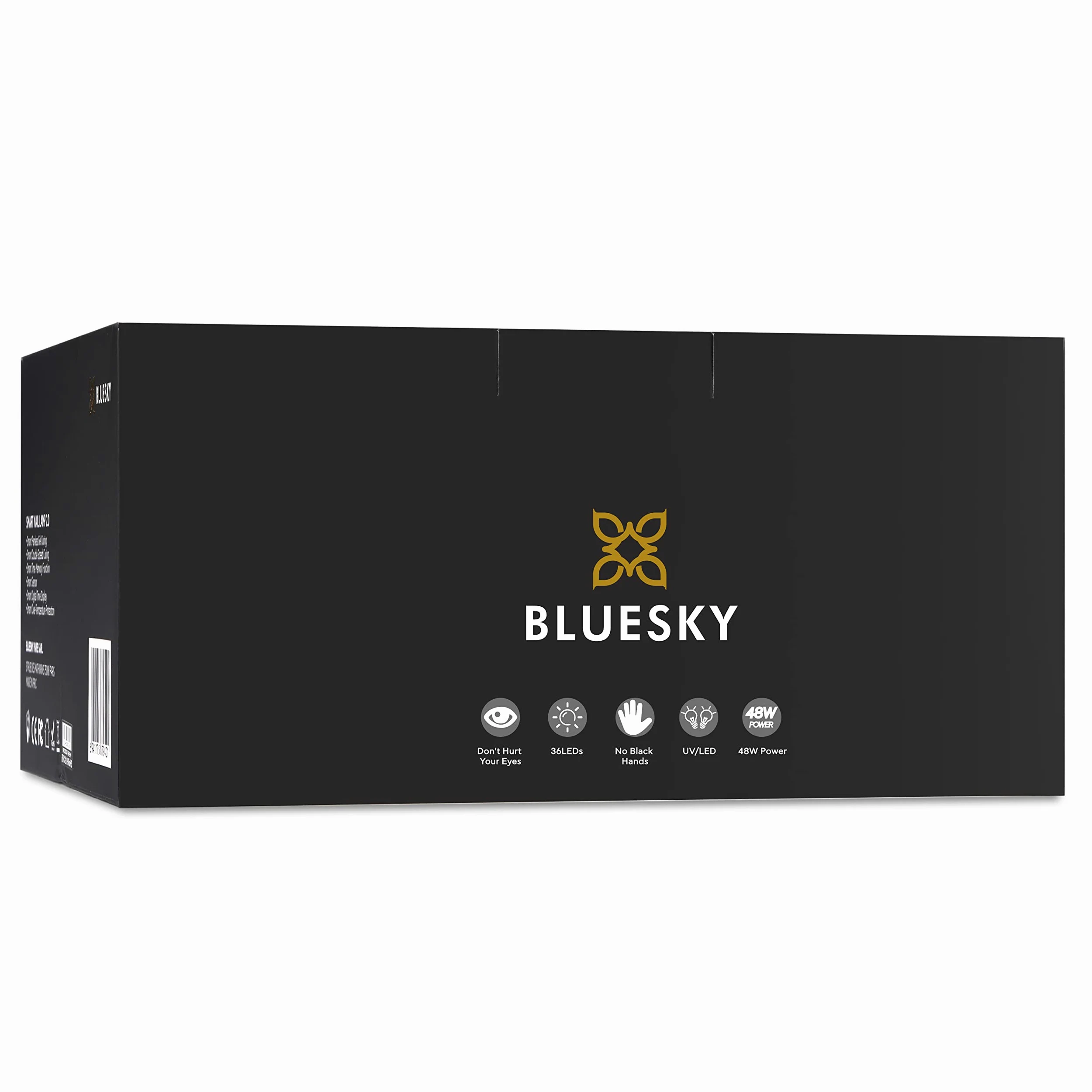 BLUESKY Lampa UV LED suszarka do paznokci do lakieru żelowego z inteligentną funkcją lampy, otwarta konstrukcja, ustawienie czasu 30 s/60 s (lampa UV/LED 48 W)