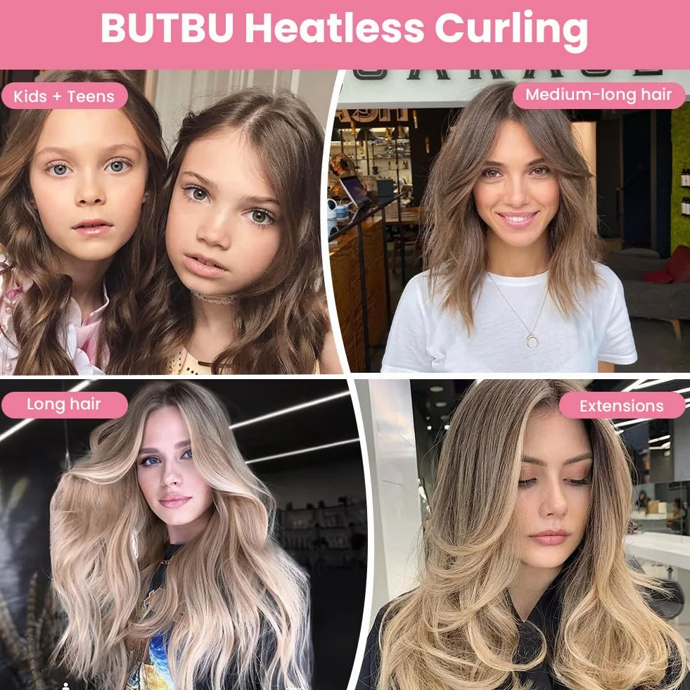 6 sztuk wałków do włosów na noc, aksamitne kręcenie włosów Heatless Overnight Curls, bez wysokiej temperatury, zestaw "zrób to sam", heatless curls do długich i średnich włosów (różowe)