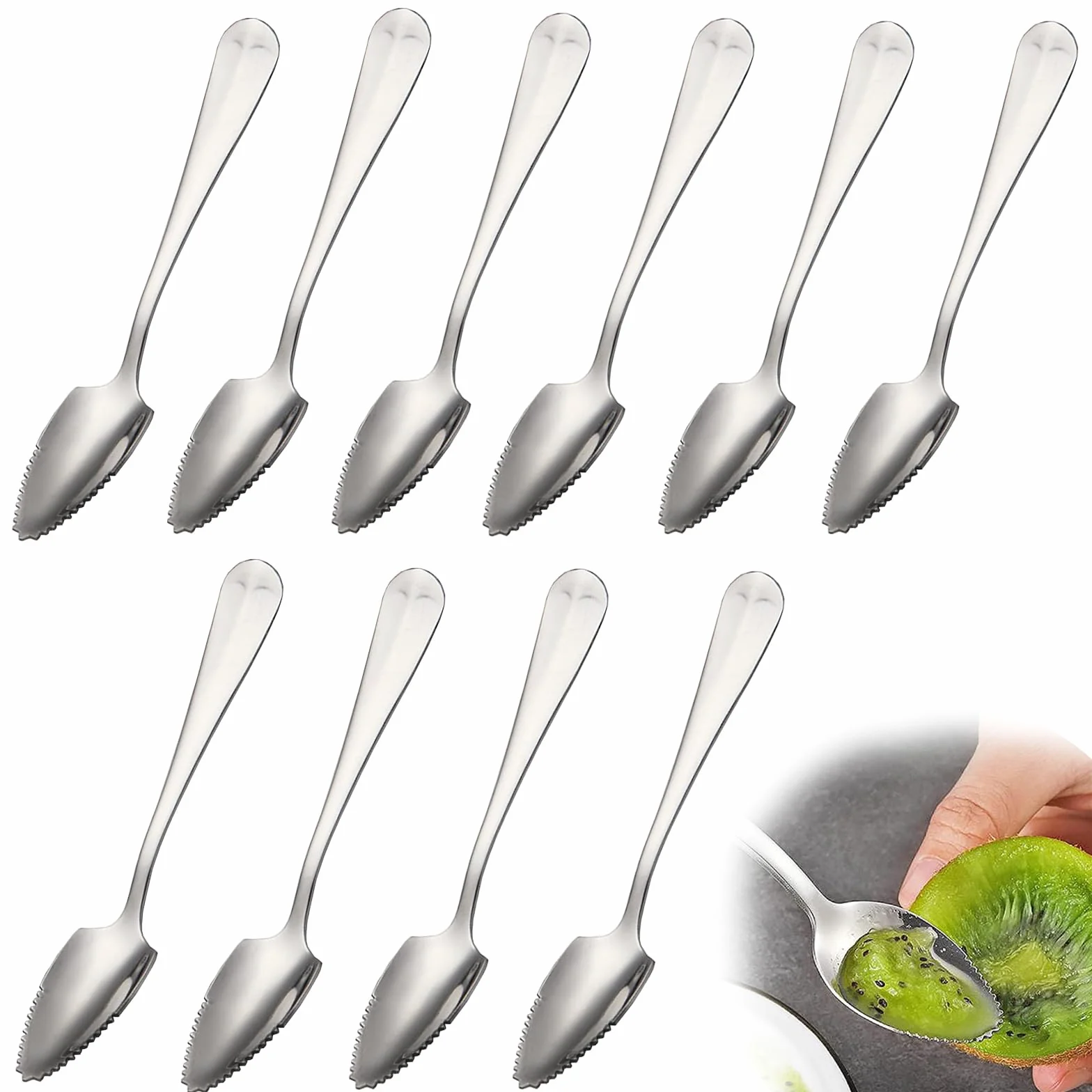 Łyżka do grejpfruta i kiwi ząbkowana, 10 sztuk