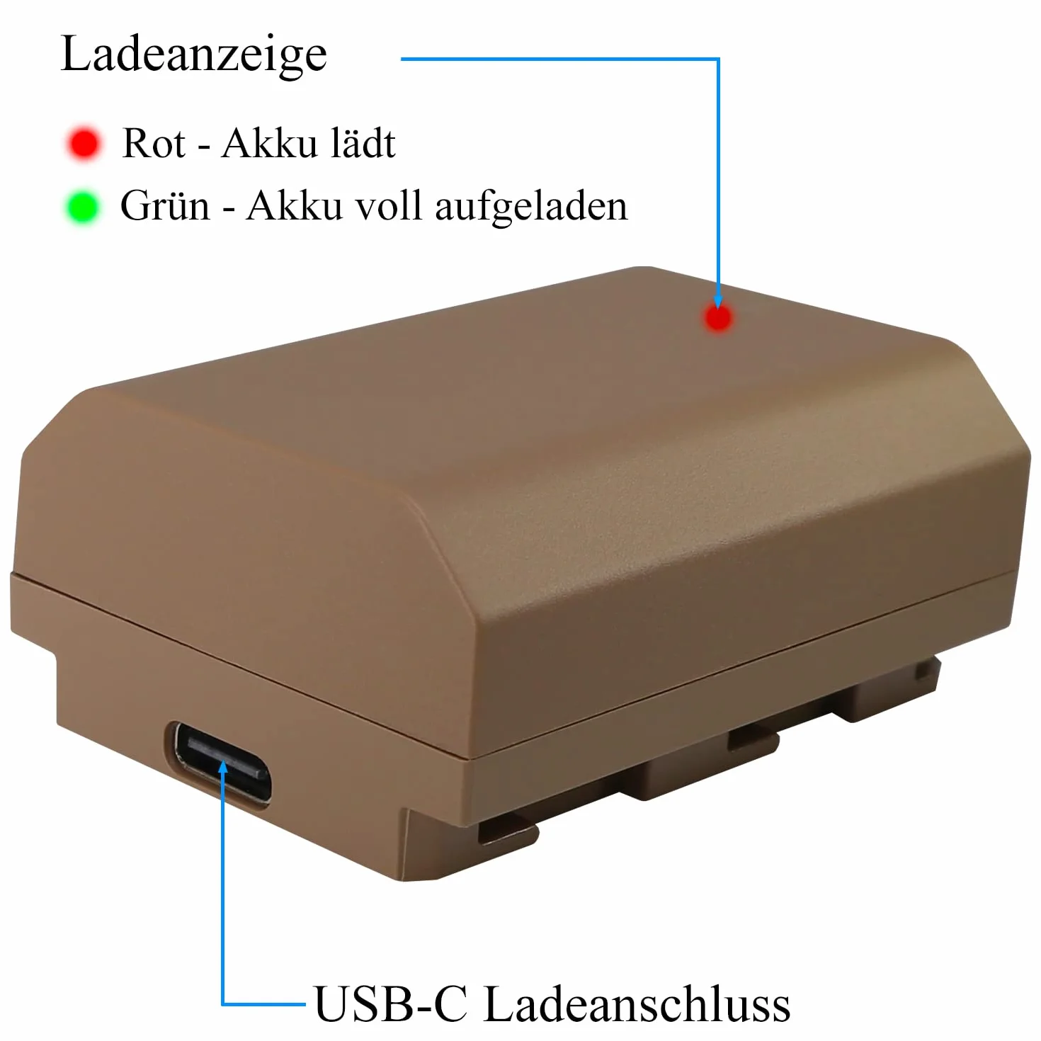 Blumax Gold Akku ersetzt Sony NP-FZ100 (2250mAh) mit USB Typ-C Ladebuchse - NTC-Sensor & V1-Gehäuse - für Sony FX30-7 IV 7c 7RIV 7RV 7RIII ZV-E1
