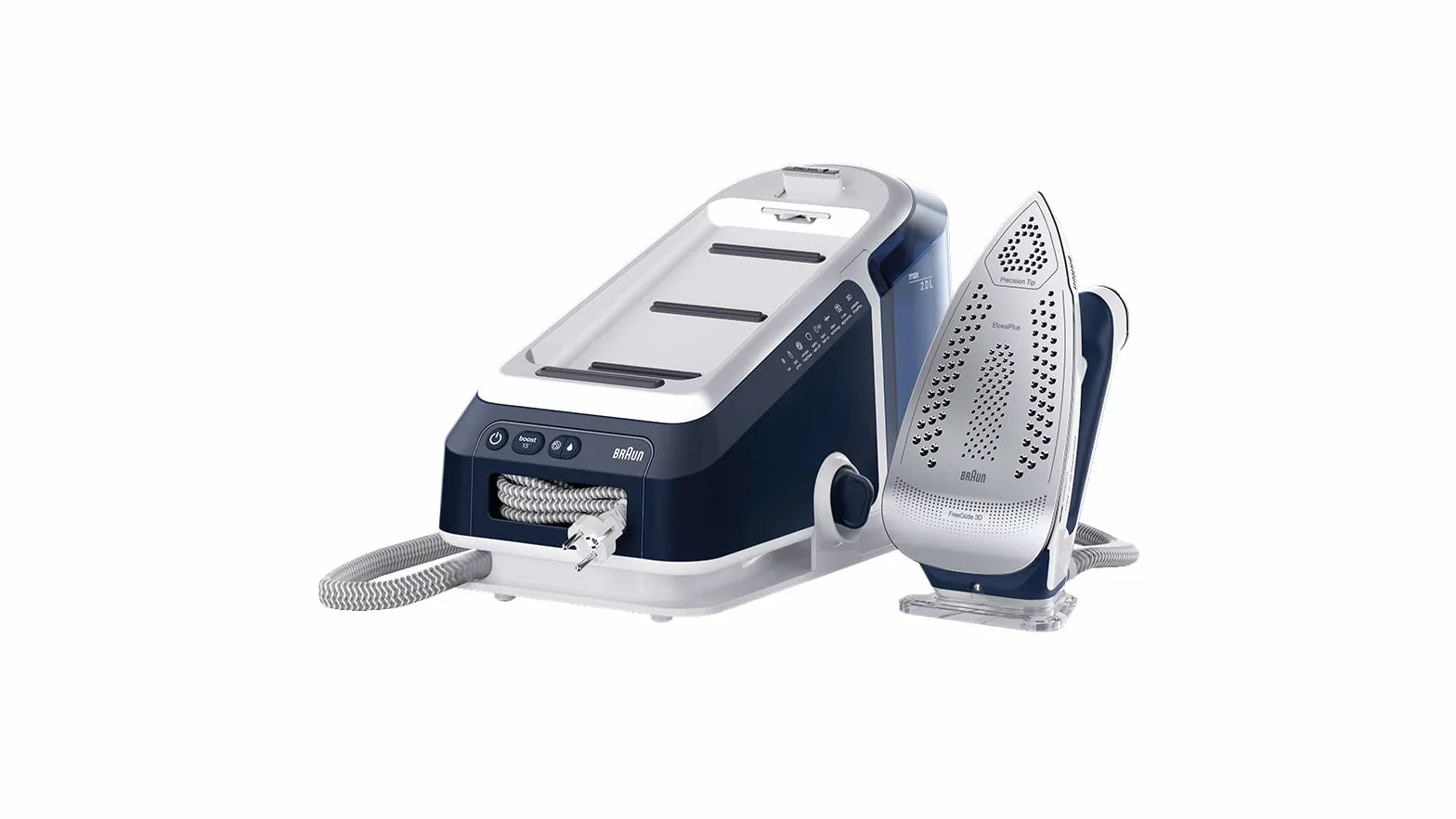 Braun CareStyle 7 Pro Stacja parowa IS 7282 BL, 2400W, uderzenie pary 600 g/min, zbiornik 2L, niebieski/biały