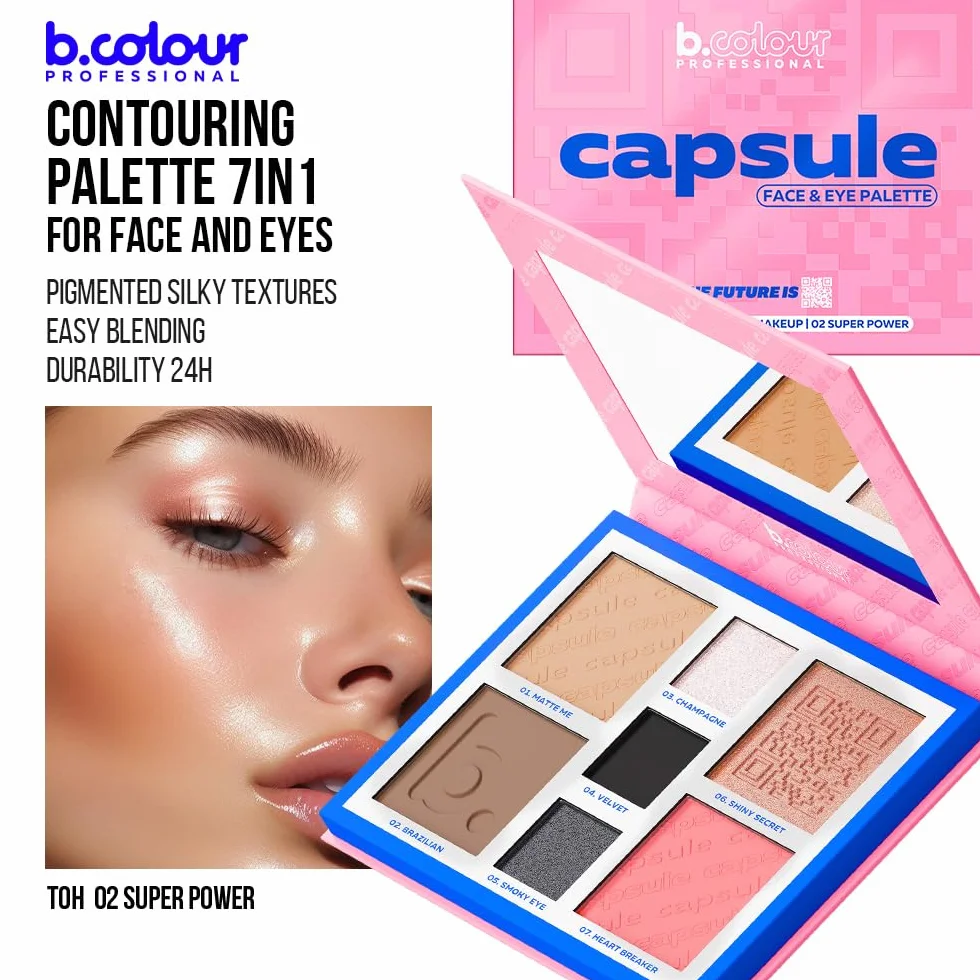 Paleta konturowania twarzy i oczu / 02 Super power, PRO CAPSULE, BC, 7DAYS, 4 x 4 g, 3 x 1,3 g