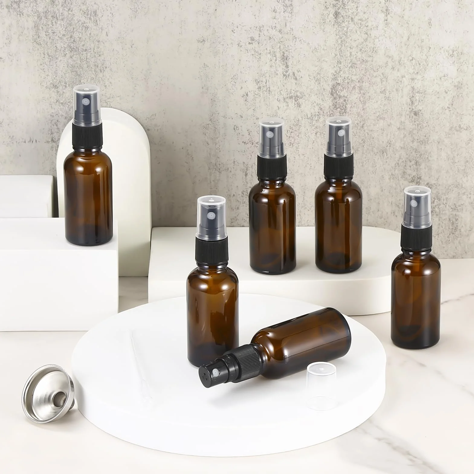 30 ml butelki z rozpylaczem ze szkła bursztynowego, mała, pusta, drobna mgiełka, do wielokrotnego napełniania, do czyszczenia, perfum, aromaterapii, sprayów kosmetycznych, włosów, olejków