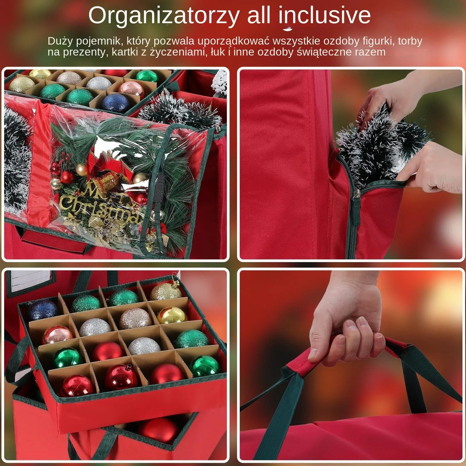 Pudełko Na Ozdoby Choinkowe Wodoodporne Organizer do Przechowywania