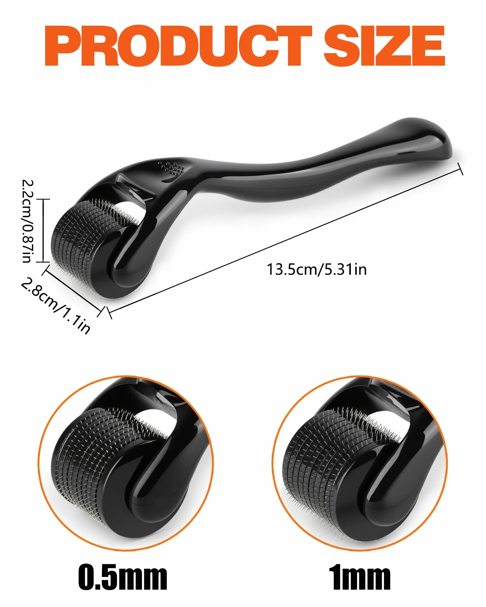 Roller do Twarzy 2 Sztuki, Wałek do Masażu Twarzy 0.5 mm i 1.0 mm z 540 Igłami, Roller do Brody Włosów i Ciała, dla Kobiet i Mężczyzn