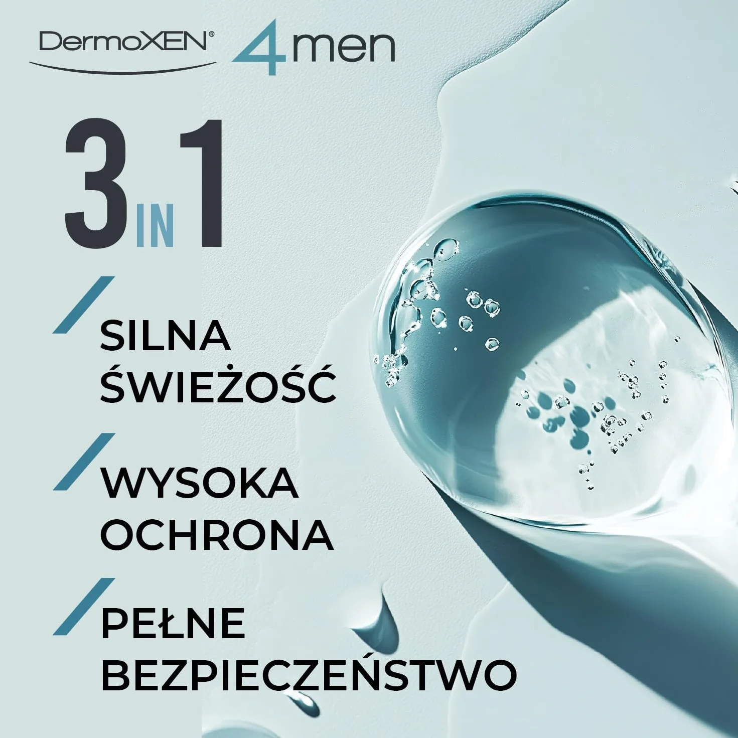 DermoXEN 4MEN Żel do higieny intymnej dla mężczyzn z mentolem i włóknami prebiotycznymi | Naturalny płyn intymny | Pielęgnacja intymna | pH 4.8 | 125 ml