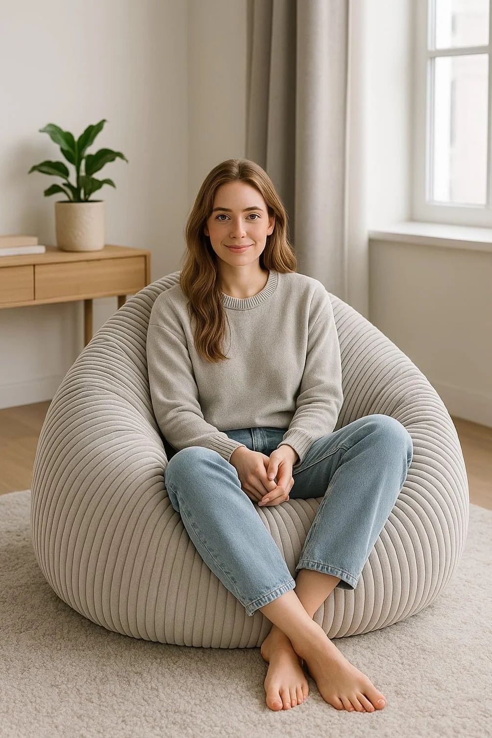 PATCH HOME Worek do siedzenia z szerokiego sztruksu, wypełnienie EPS, 3 rozmiary