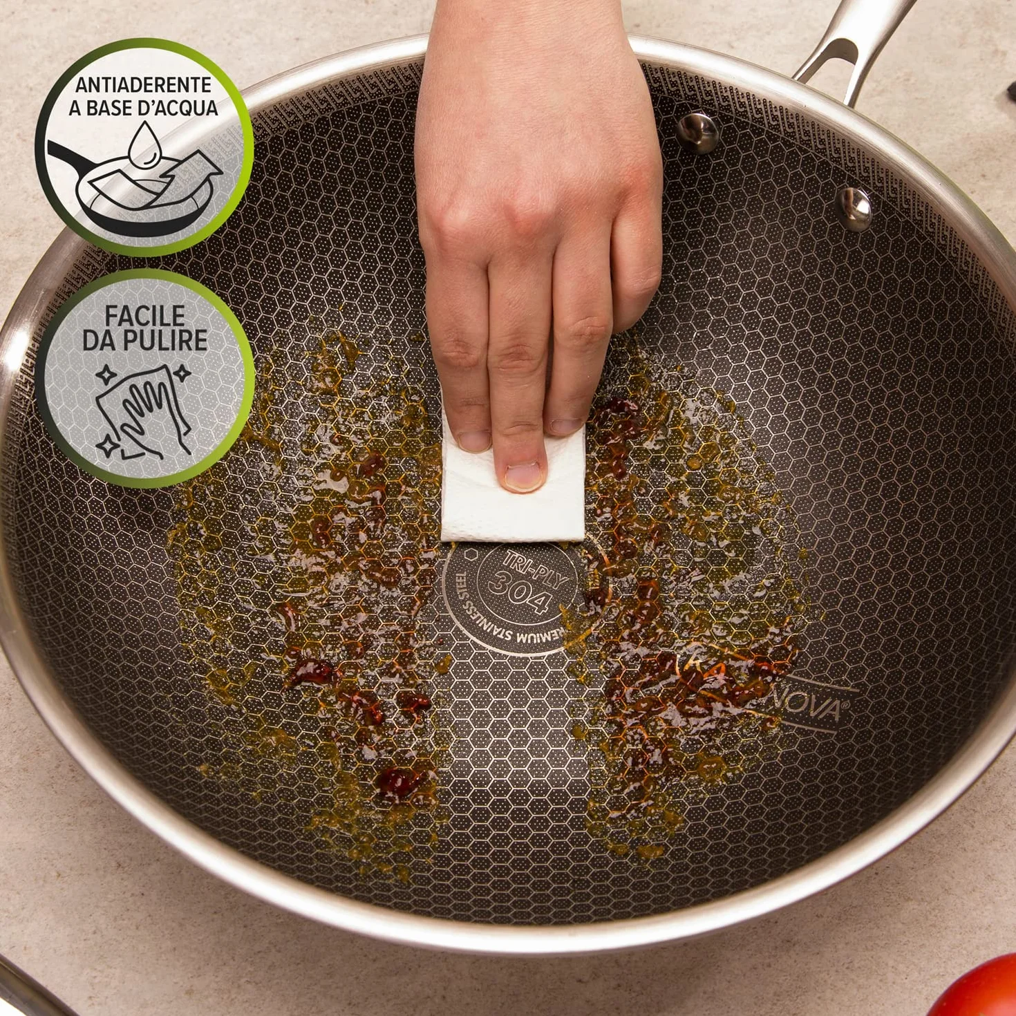 Wok trójwarstwowy 28 cm z pokrywą