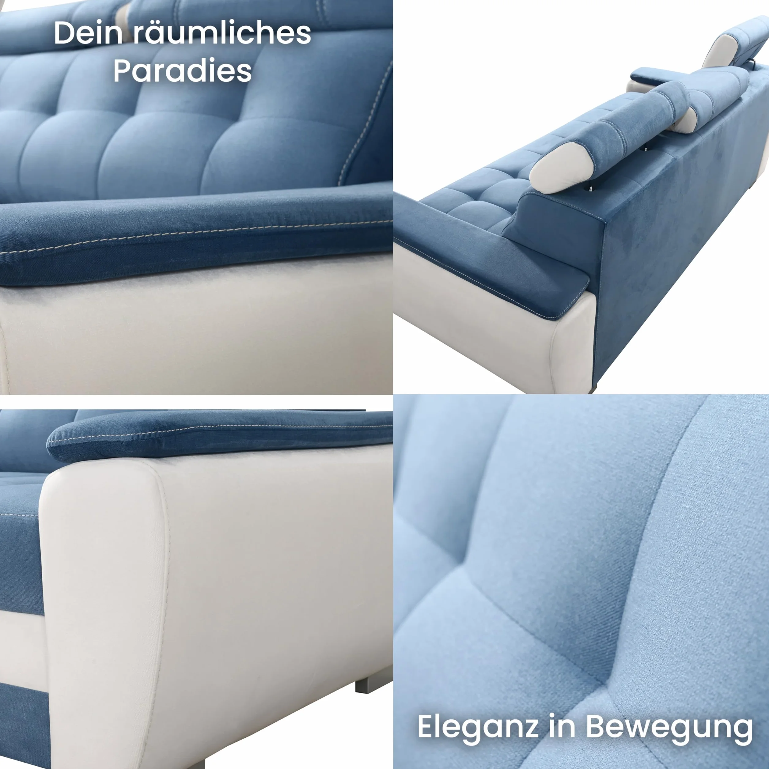 Robin Inspire Diana sofa z funkcją spania 3 regulowane zagłówki