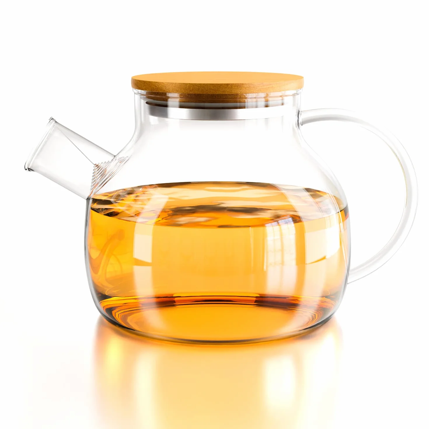 Yuning Szklany dzbanek do herbaty 1000 ml z zaparzaczem i bambusową pokrywką