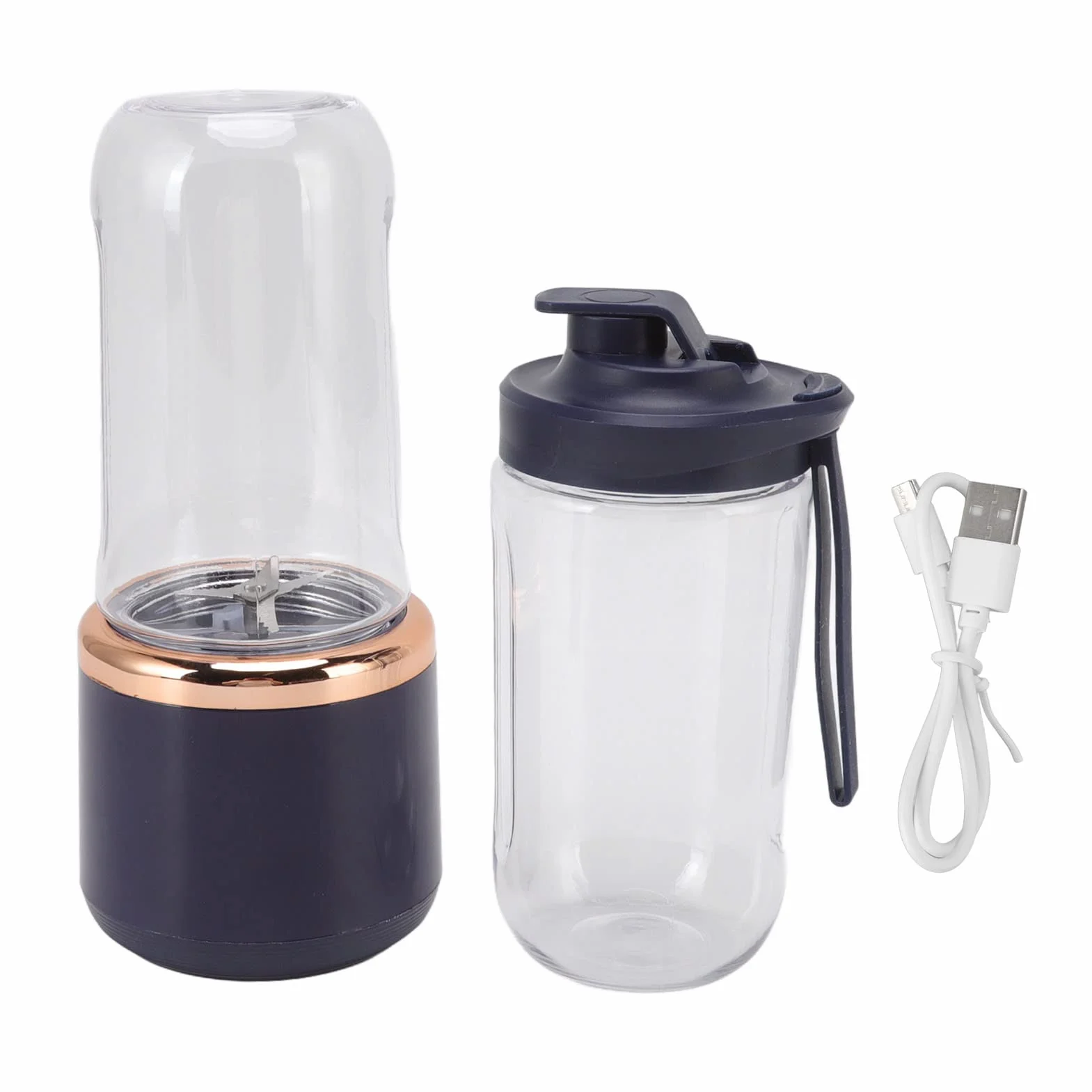 Blender, USB Charging przenośny blender z 6 ostrzami, bezprzewodowy osobisty blender z butelką i pokrywą, blender o dużej prędkości do, soków, koktajli, mrożonych owoców