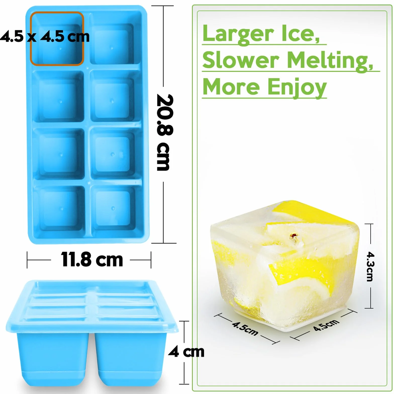 Duża Foremka do Lodu z Pokrywką 2pcs Pomarańczowa