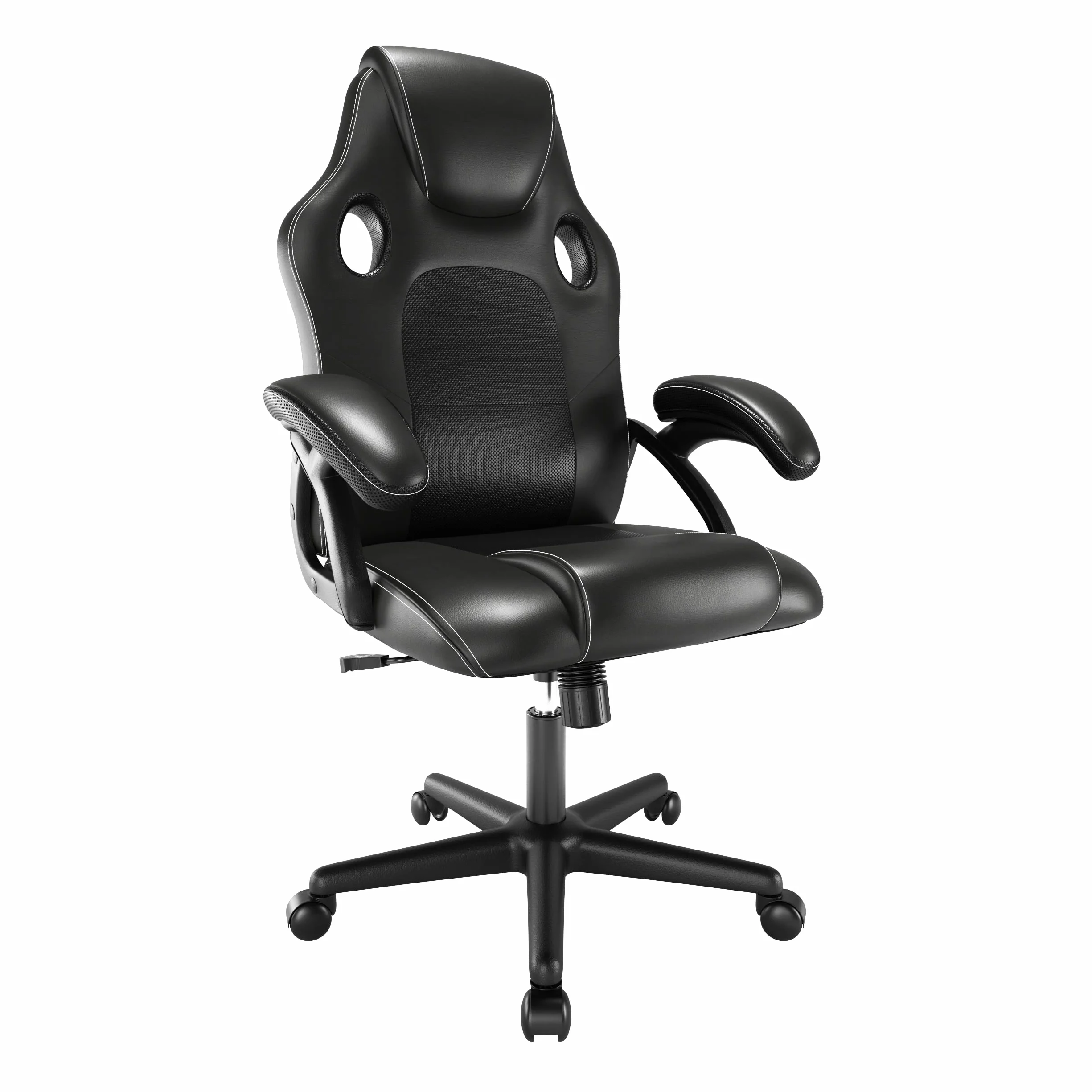 play haha. krzesło gamingowe biurowe obrotowe ergonomiczne krzesło konferencyjne podparcie lędźwiowe skóra PU regulowane krzesło robocze (Czarny)