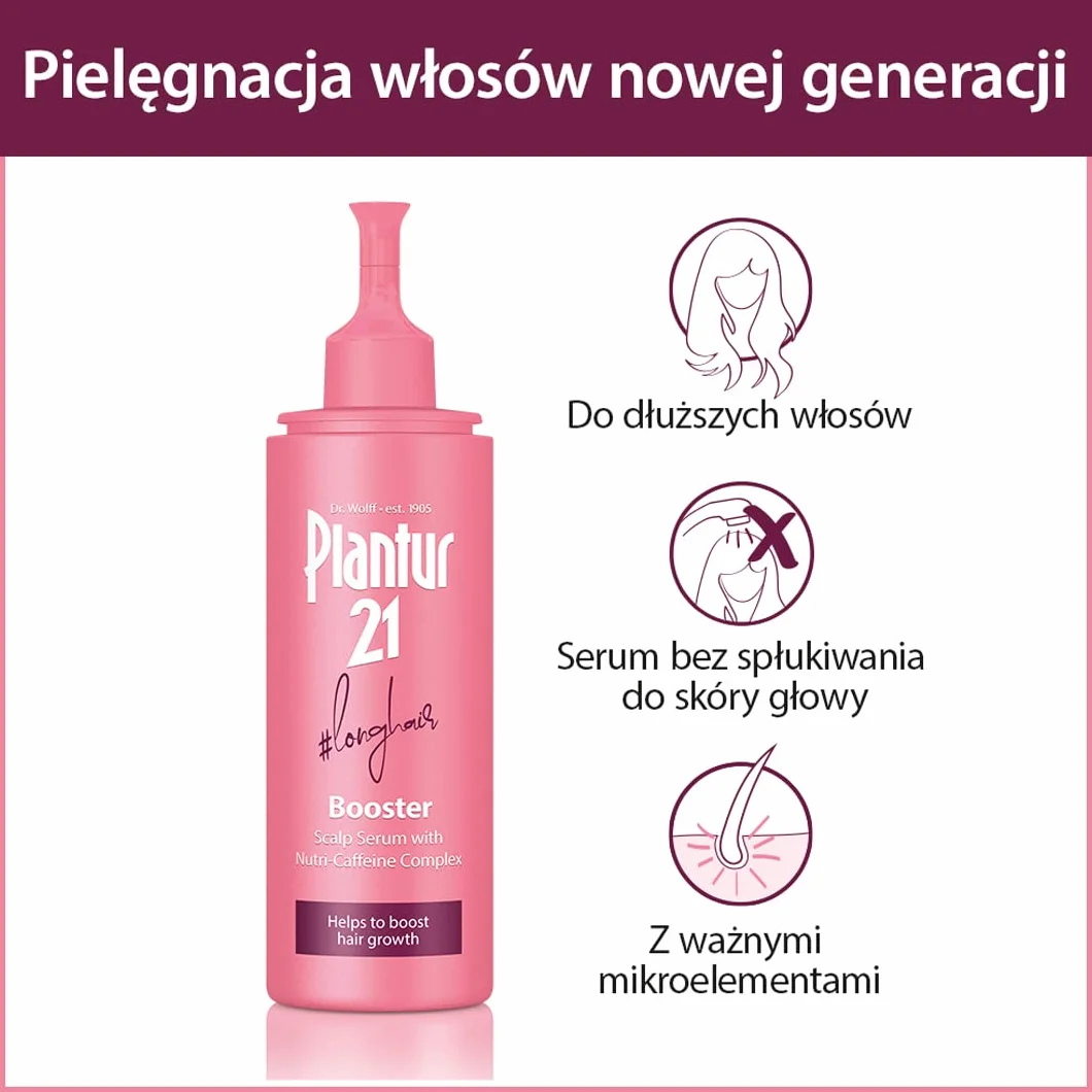 Plantur 21#longhair Booster 125ml | Serum do włosów przyspieszające porost włosów | Bez Silikonów Bez Parabenów | Zastrzyk energii dla cebulek włosowych