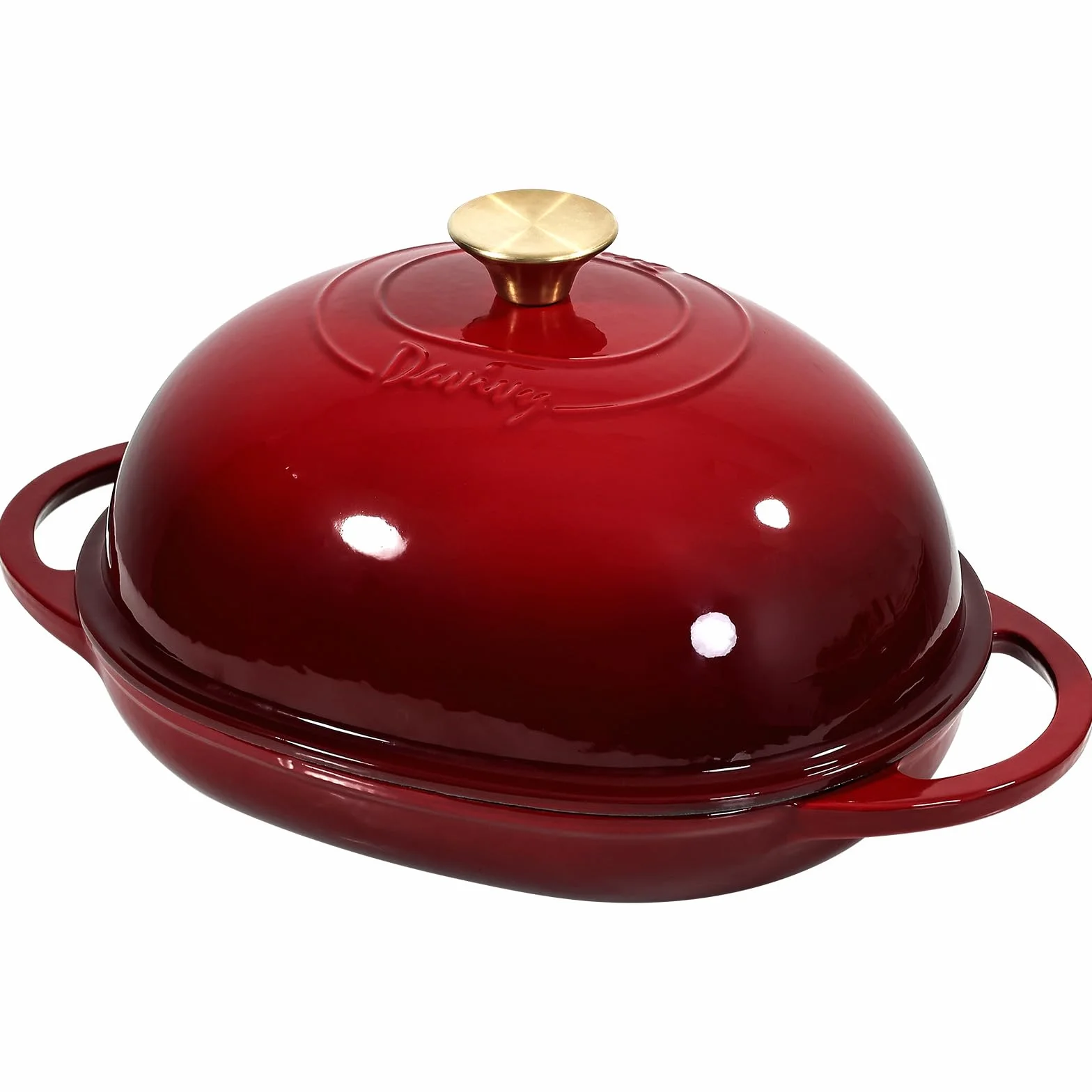 Davivy emaliowany żeliwny piec holenderski 5,5 l do chleba 6QT z wypukłą pokrywką rubinowy