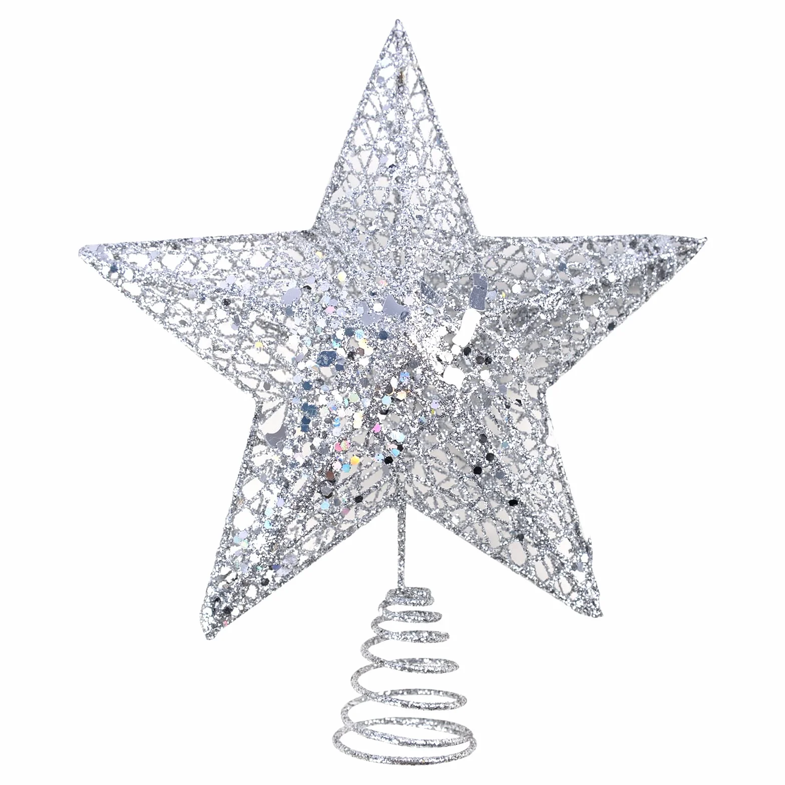 Metalowy Topper na Choinkę Świecąca Gwiazda 20 x 25 cm Ozdoba Świąteczna