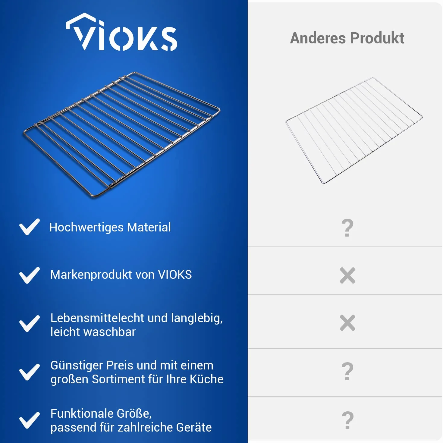 VIOKS Wysuwana kratka do piekarnika 350/520mm x 320mm ze stali nierdzewnej Regulowana