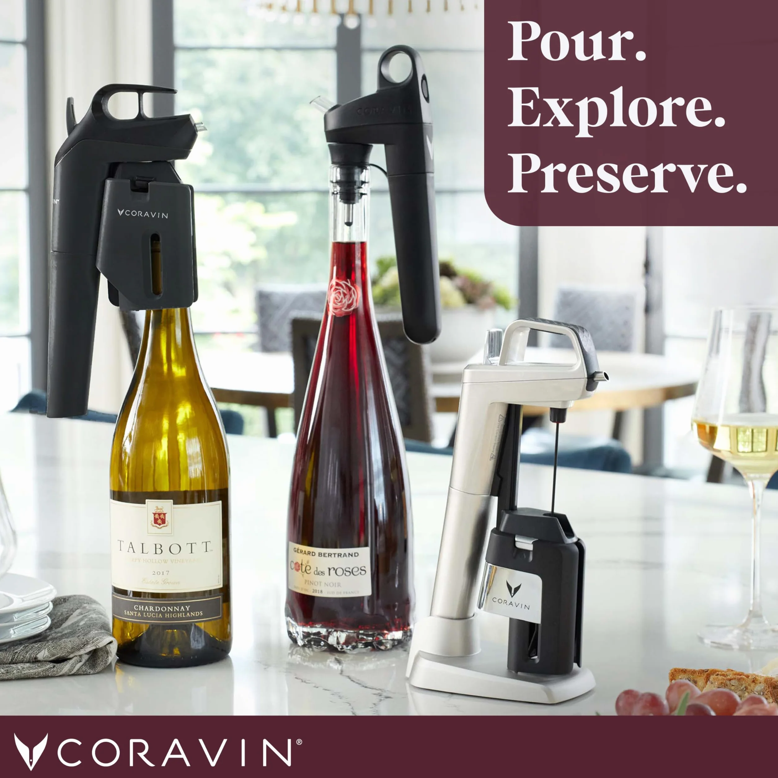 Coravin Timeless Three+ System Konserwacji Wina Nalewak i Korek Próżniowy Ochrona przed Utlenianiem 2+ lat Zestaw 2 Kapsuły Gazu Argonowego Czarny