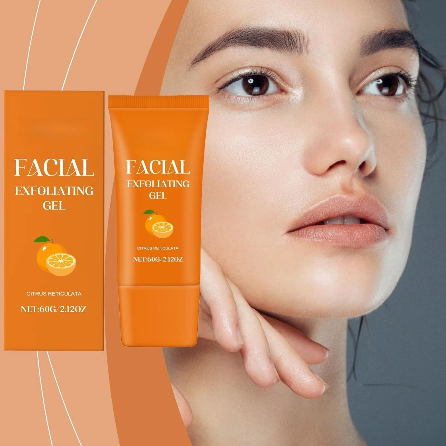 Żel złuszczający do twarzy i ciała z organiczną witaminą z enzymami pomarańczowymi, łagodny oczyszczający peeling do twarzy z efektem rozjaśniania, głęboko nawilżający, przeciwstarzeniowy
