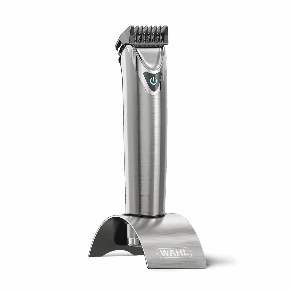WAHL Stainless Steel Washable Multigroomer, Trymer do Brody i Zarostu, Przycinanie Włosów w Domu, Trymer do Nosa i Uszu, Zestaw do Pielęgnacji dla Mężczyzn, W pełni zmywalny, Bezprzewodowy