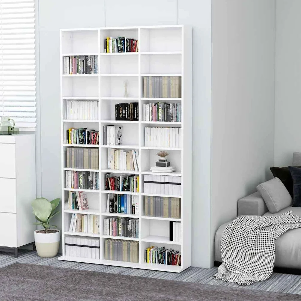 vidaXL Szafka na CD biała 102x23x177,5 cm materiał drewnopochodny