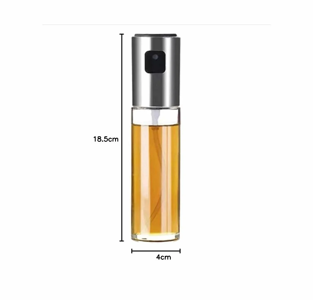 INF Butelka z rozpylaczem oleju, ze stali nierdzewnej i szkła, do oleju/octu, do gotowania, BBQ, grillowania, sałatek, 100 ml