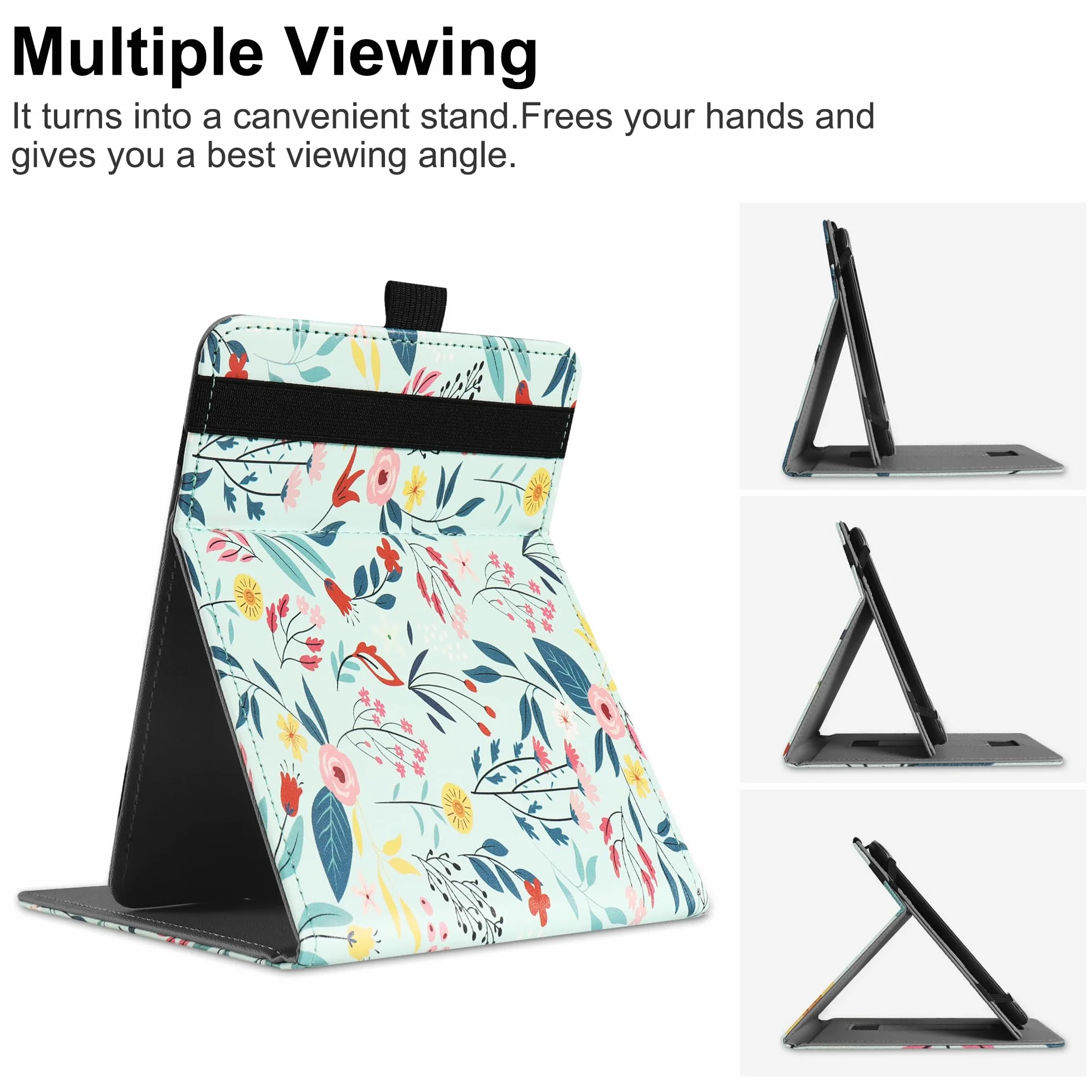 VOVIPO Uniwersalne etui ochronne do czytników Kindle paperwhite 15.2 cm, 17.8 cm, 17.8 cm, foliowa, stojak z paskiem na rękę, kompatybilny z czytnikiem kindle paperwhite/Kobo/Pocketook/Sony 6/6.8/17.8