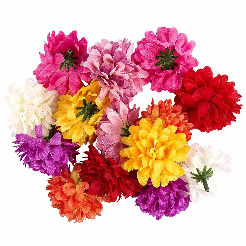 Ideen mit Herz dekoracyjne kwiaty, sztuczne kwiaty, główki kwiatów, różne rodzaje, ok. Ø 4-5 cm (dalia - kolorowa - 14 sztuk)