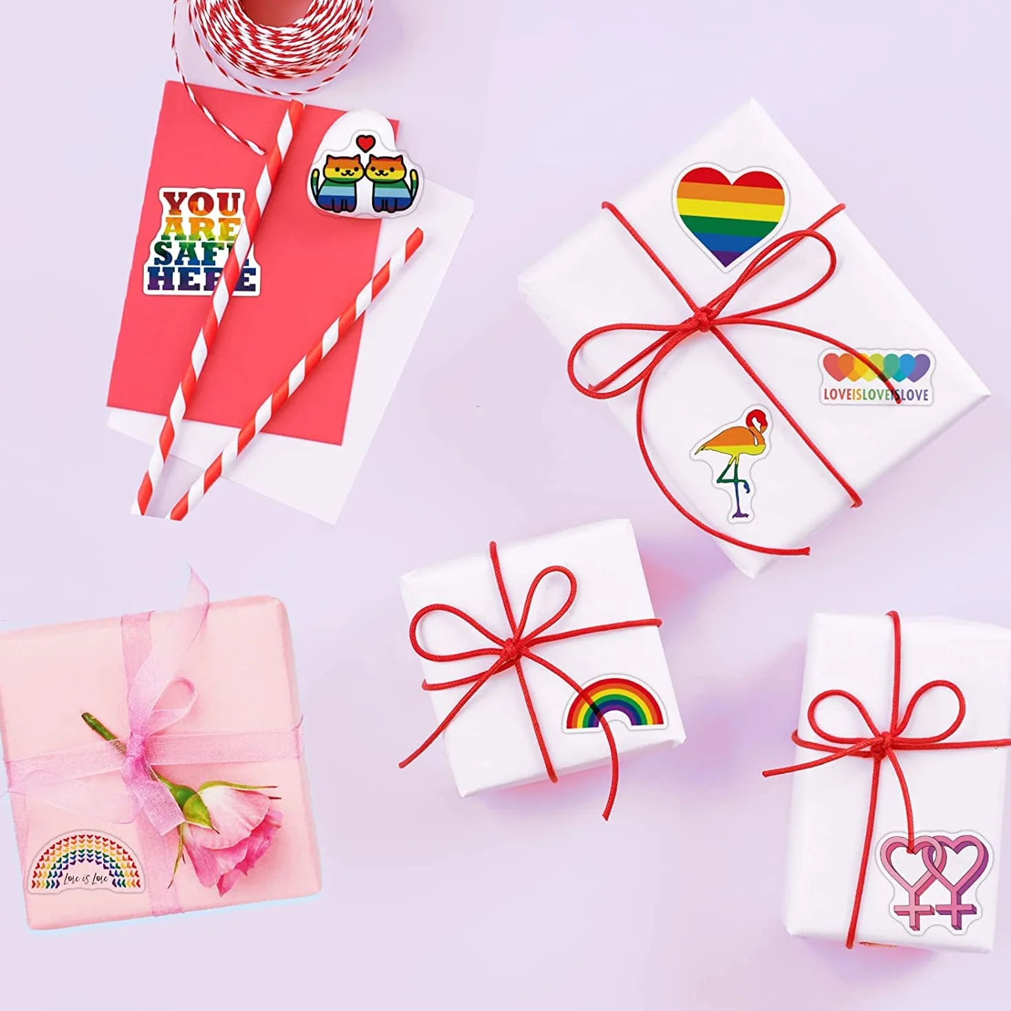 MOGADEE Pride naklejki LGBTQ, zestaw 53 sztuk, naklejki na rower, Pride, wodoodporne naklejki winylowe, na samochód, motocykl, rower, snowboard, bagaż, laptop