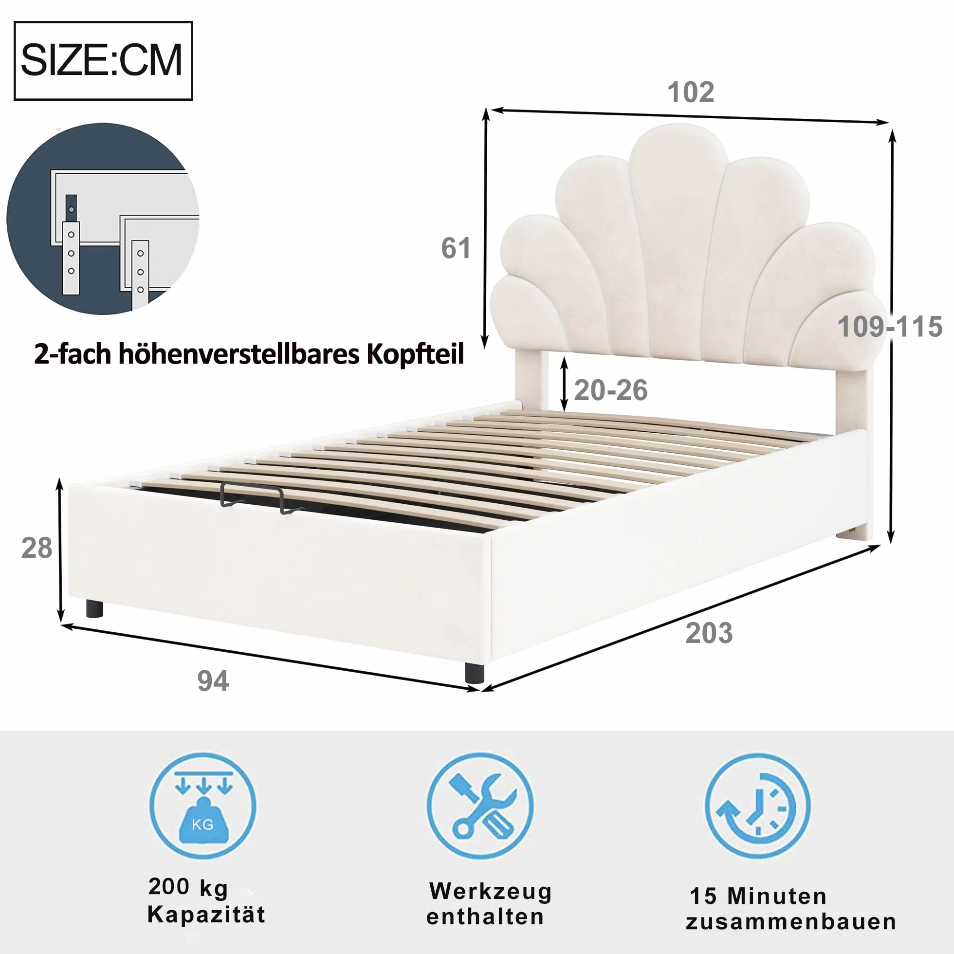 Łóżko tapicerowane aksamitne dziecięce młodzieżowe 90x200 cm z regulacją wysokości