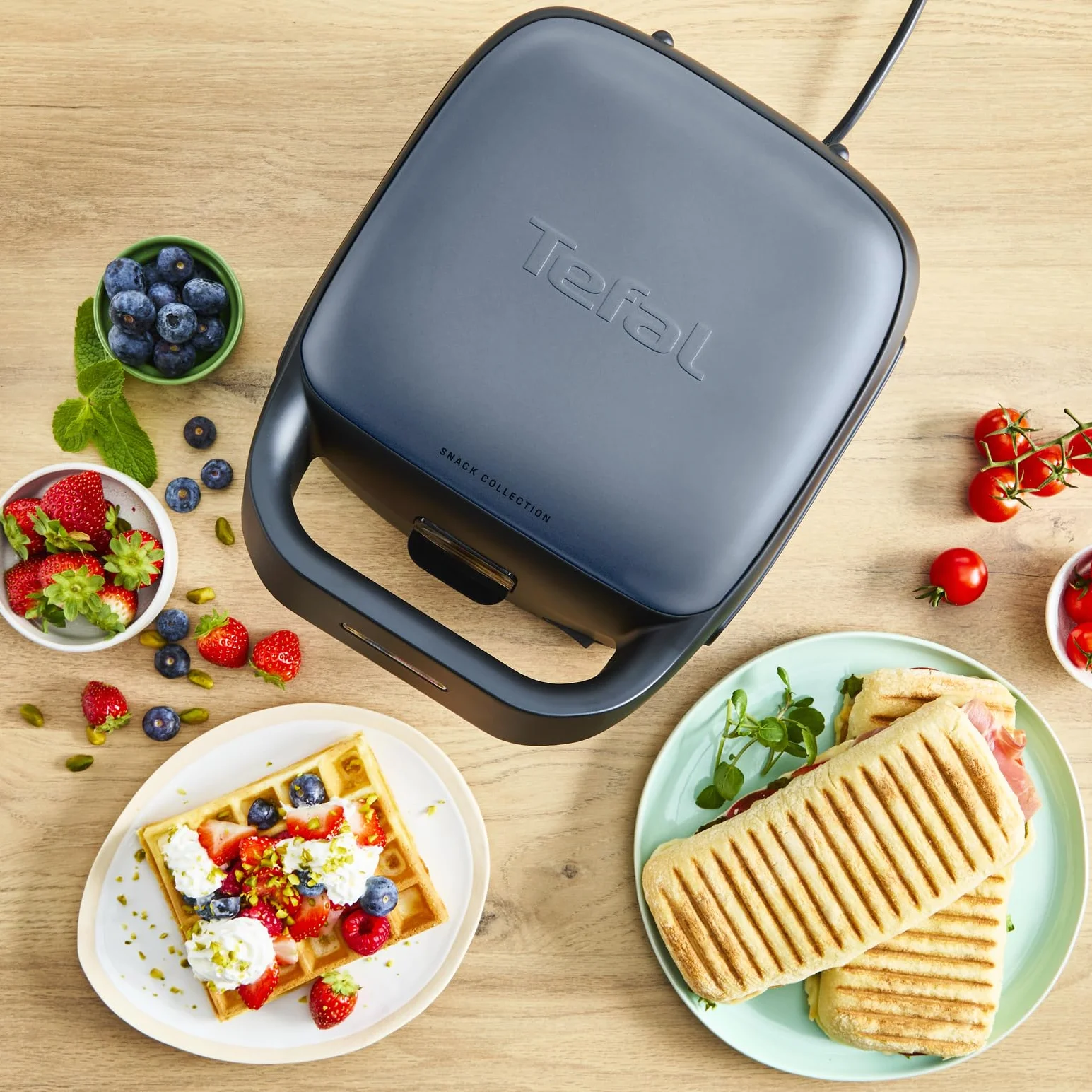 Tefal SW8674F0 Snack Collection opiekacz do kanapek i gofrów 700W 230°C nieprzywierająca powłoka ceramiczna