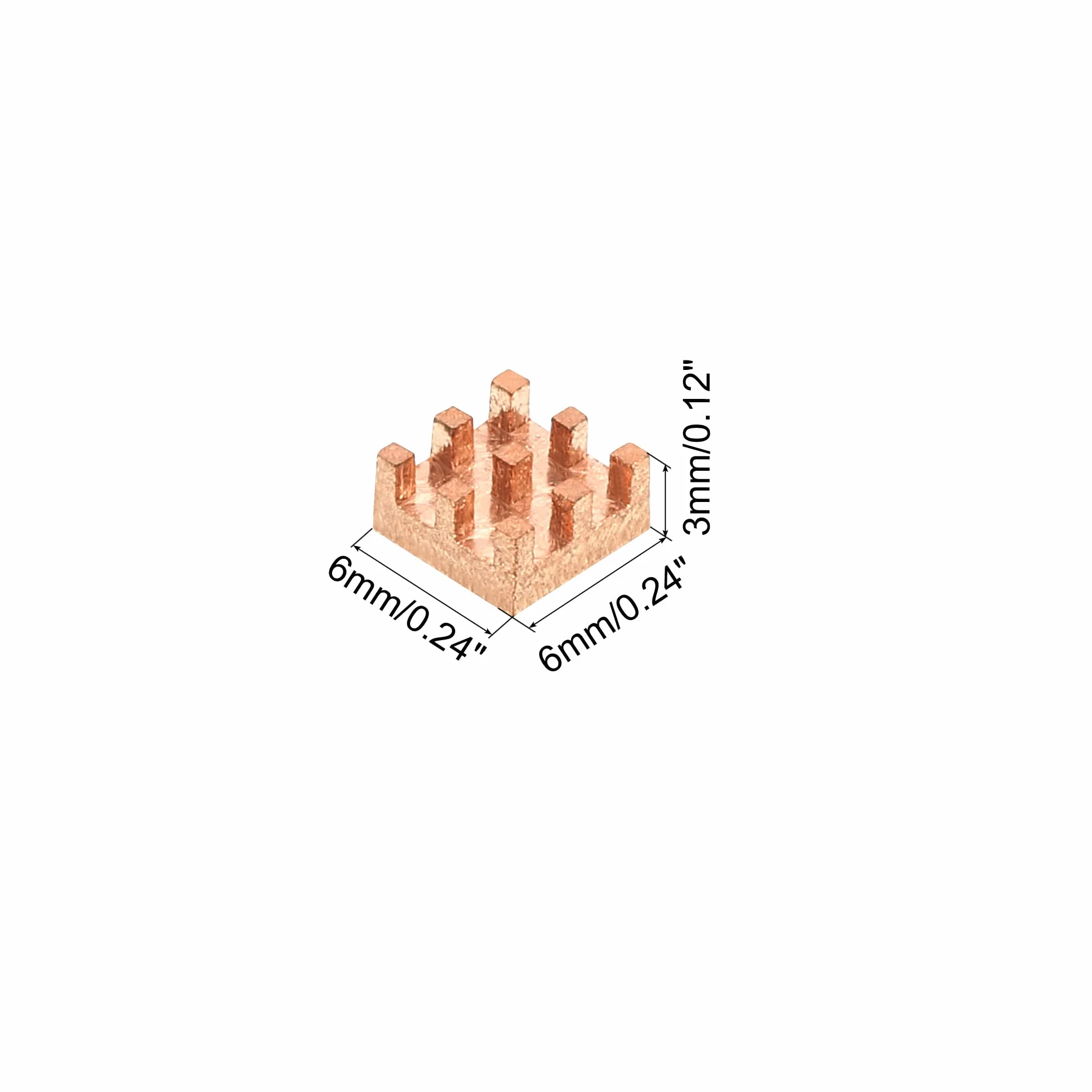 sourcing map 5 sztuk miedziane radiatory 6 x 6 x 3 mm z samoprzylepną podstawą do chłodzenia chipsetu IC