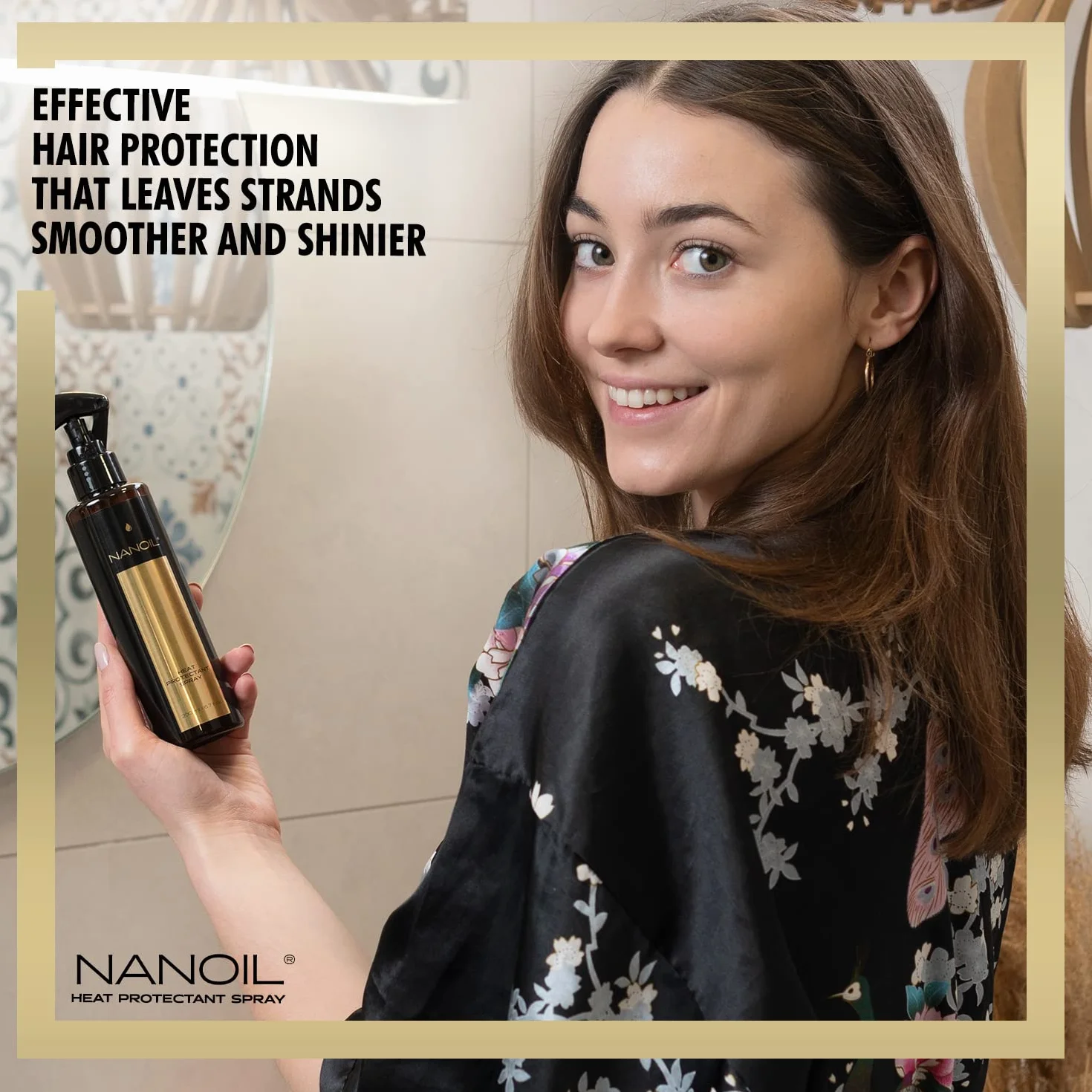 Termoochronny spray do włosów Nanoil Heat Protectant Spray 200 ml - spray do włosów chroniący przed wysoką temperaturą, ochrona włosów przed ciepłem