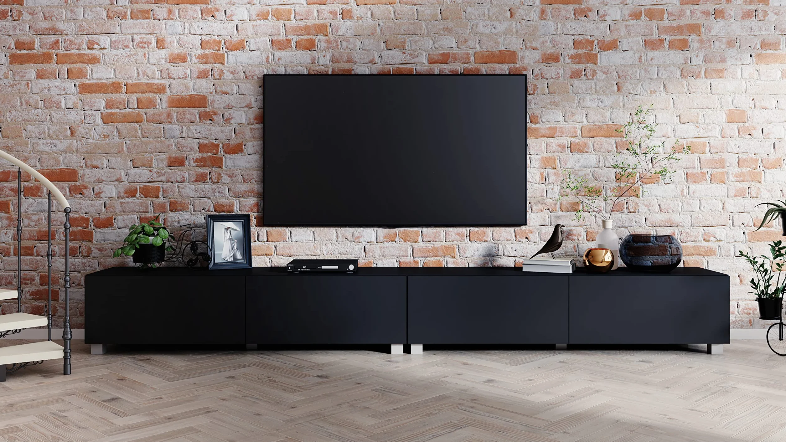 Szafka RTV Czarny Mat 55 Cali 280cm 4housedesign®