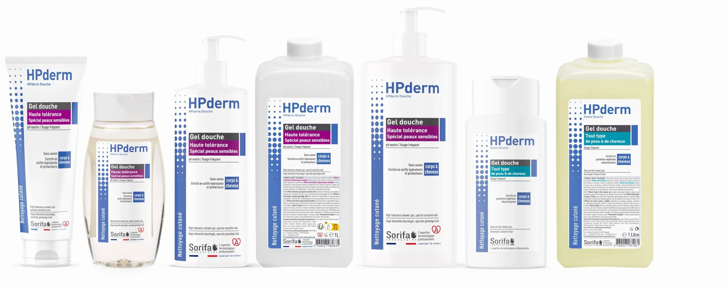 HPderm Żel pod prysznic 2 w 1 do ciała i włosów - Dermo-protective - Każdy rodzaj skóry i włosów - z białkami owsianymi - Częste stosowanie - pH neutralne, bez mydła - Butelka 1L