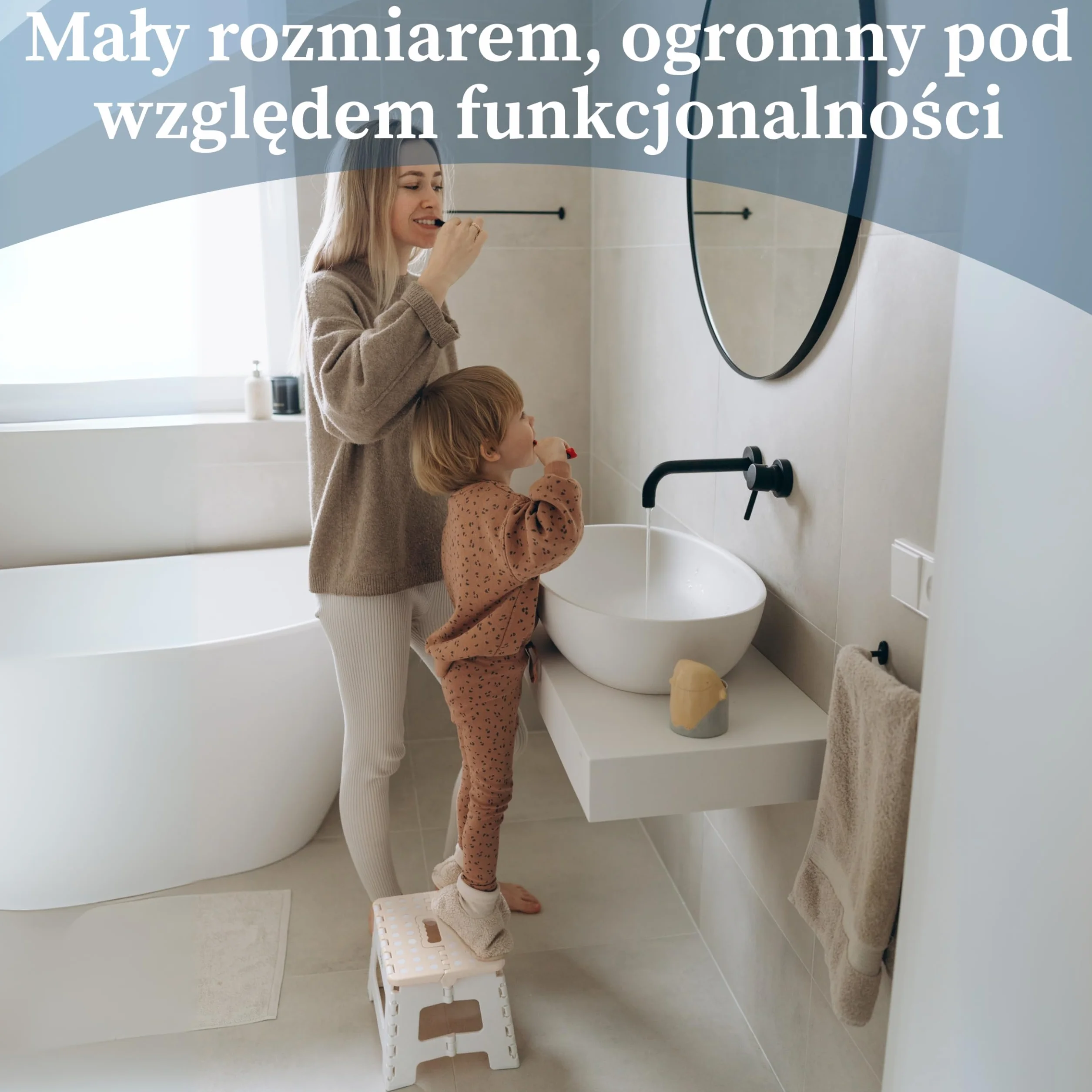 Bisoo SkładanyTaboret dla Dzieci – Antypoślizgowy Stopień Stołek do Toalety łazienki i Kuchni – Składany Przenośny i Poręczny Podnóżek Dziecięcy - 22 cm (Śmietana)