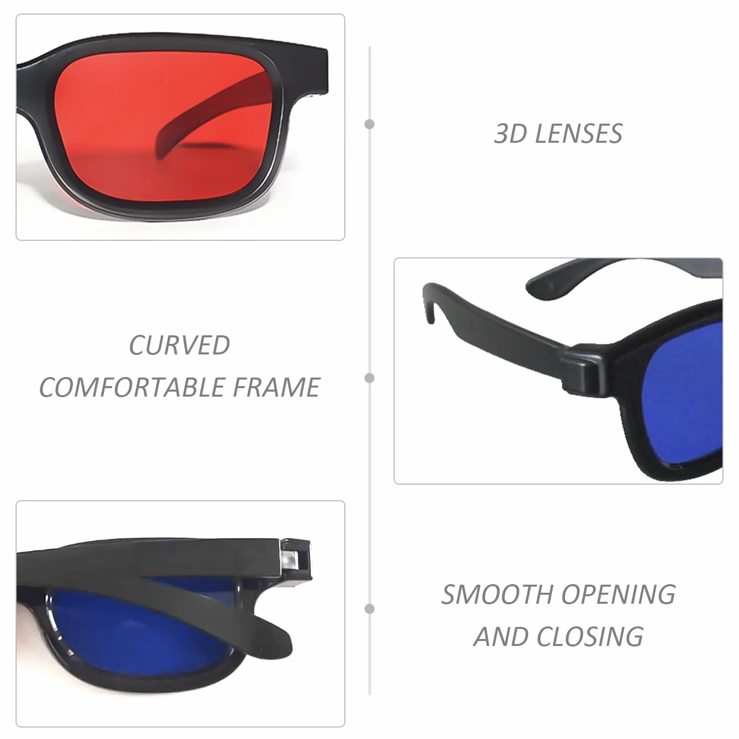 Czerwone i niebieskie okulary 3D, okulary przeciwsłoneczne 3D, przeciwmgielne i odporne na zarysowania, odpowiednie na pokazy świetlne, imprezy wakacyjne, kino domowe, kino