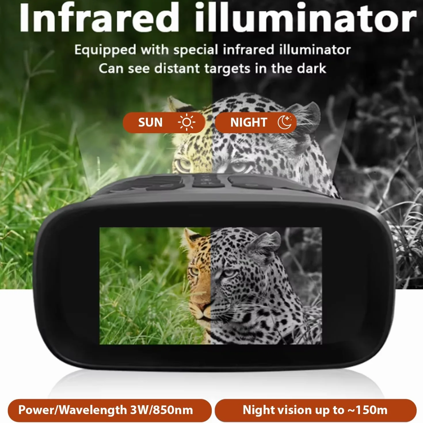 Technaxx noktowizor TX-257 – rozdzielczość wideo Full HD 1080p, rozdzielczość zdjęć 40 MP, powiększenie optyczne 4x, zoom cyfrowy 8x i IR LED – lornetka noktowizyjna na polowanie, wędrówki