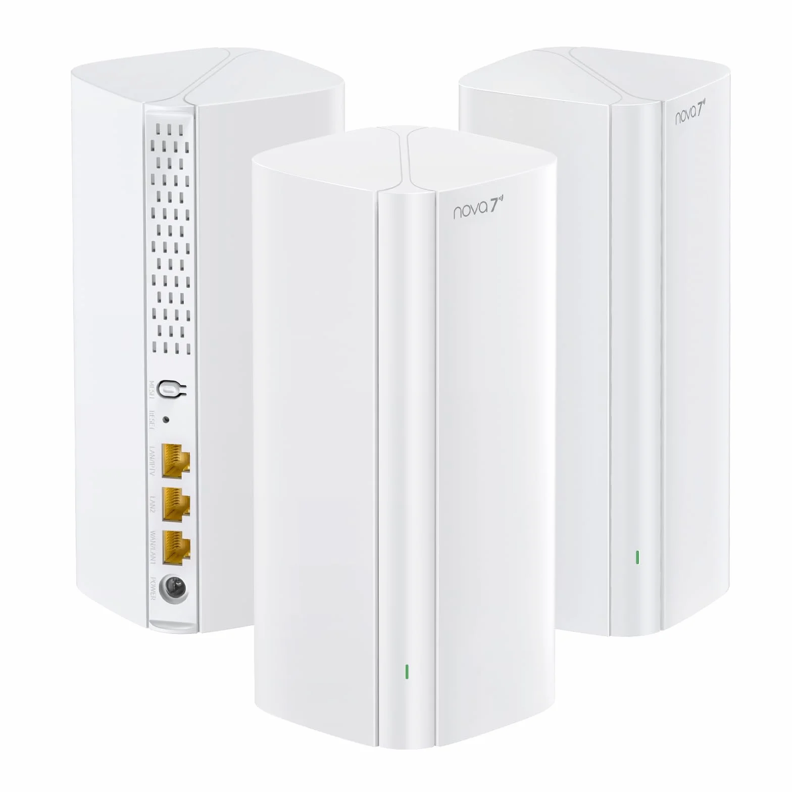 Tenda Nova ME3 Pro 7 System WiFi Mesh - BE3600 Dual Band (2,4 GHz: 688 Mbps, 5 GHz: 2882 Mbps), 3-4 porty gigabitowe na jednostkę, NFC, WPA3, 3 sztuki