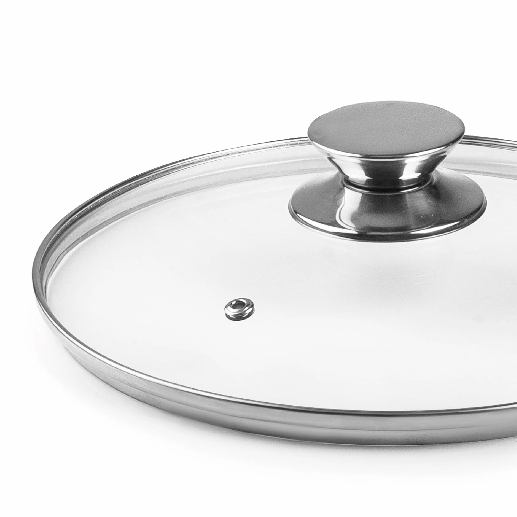Ibili, 971620, szklana pokrywka z uchwytem ze stali nierdzewnej, 20 cm