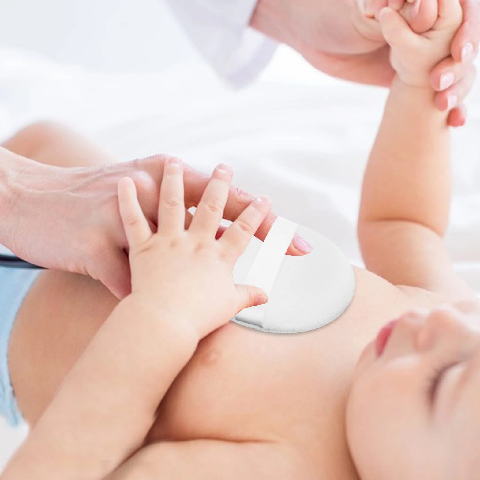 Sibba 10 cm okrągły puder do pudru, ultramiękki nadający się do prania, wielokrotnego użytku, duży welur do twarzy, ciała, pudru, luźny puder, narzędzie do makijażu na mokro i sucho