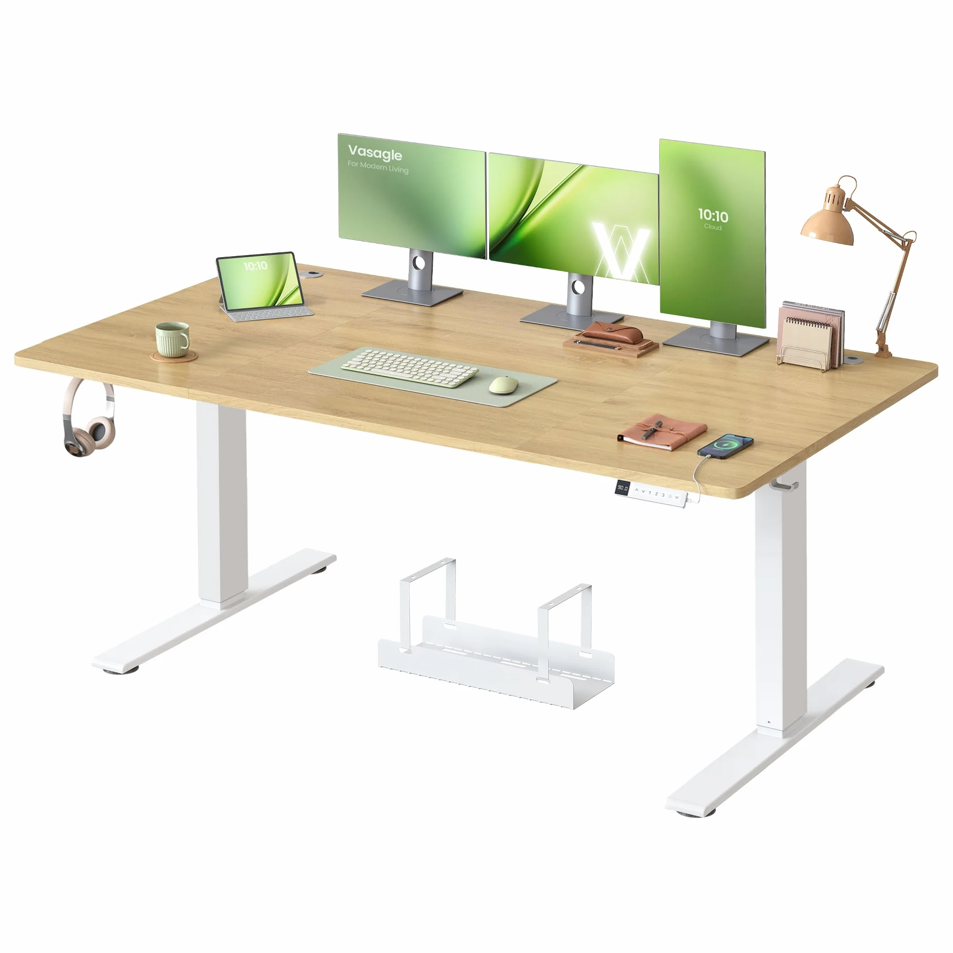 VASAGLE Biurko elektryczne z regulacją wysokości 160x80 cm USB-C funkcja pamięci 3 wysokości