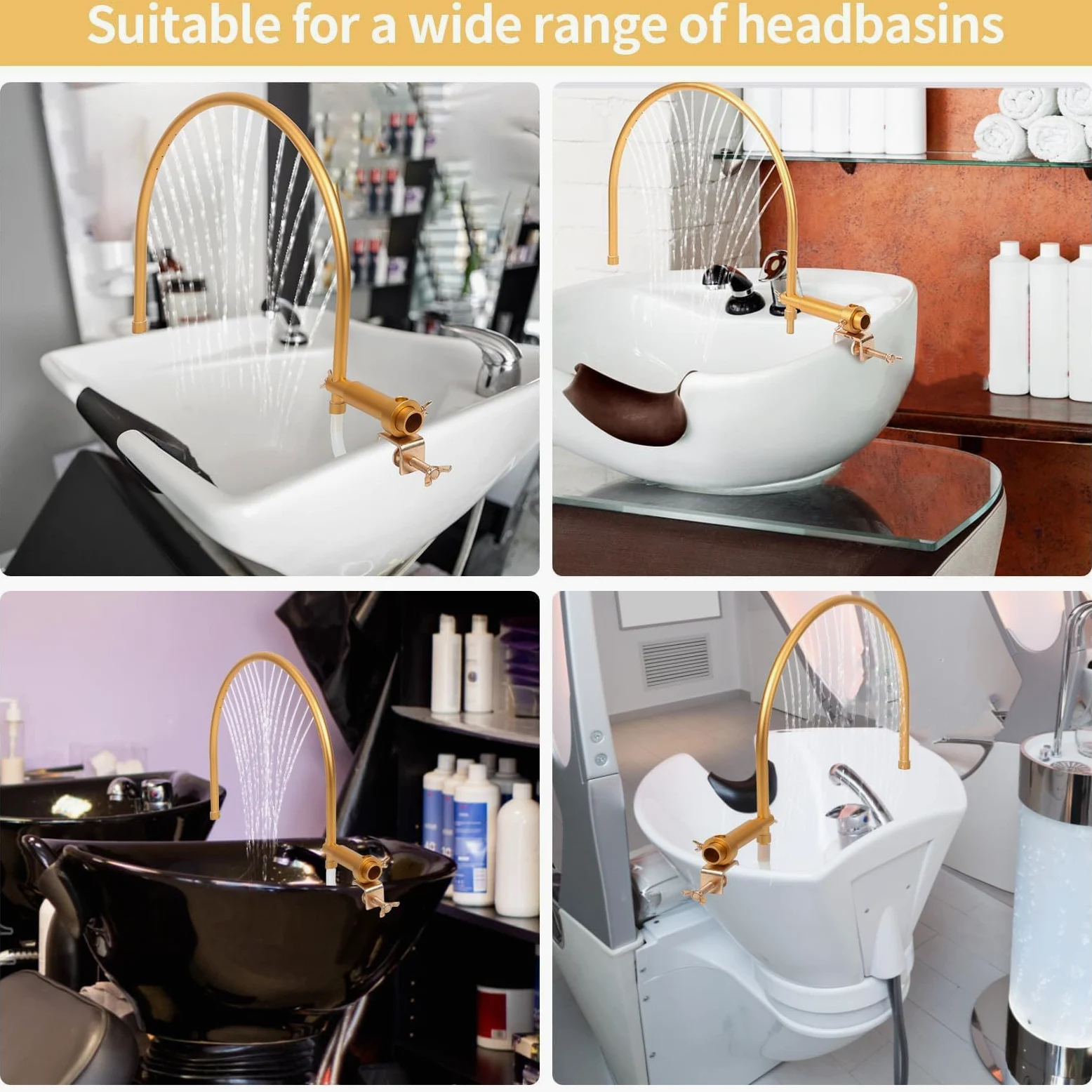 Salon miska na szampon z kranem, głęboki zlew spa do mycia włosów, regulowana głowica cyrkulacji wody, obrotowy odpływ i łatwa instalacja