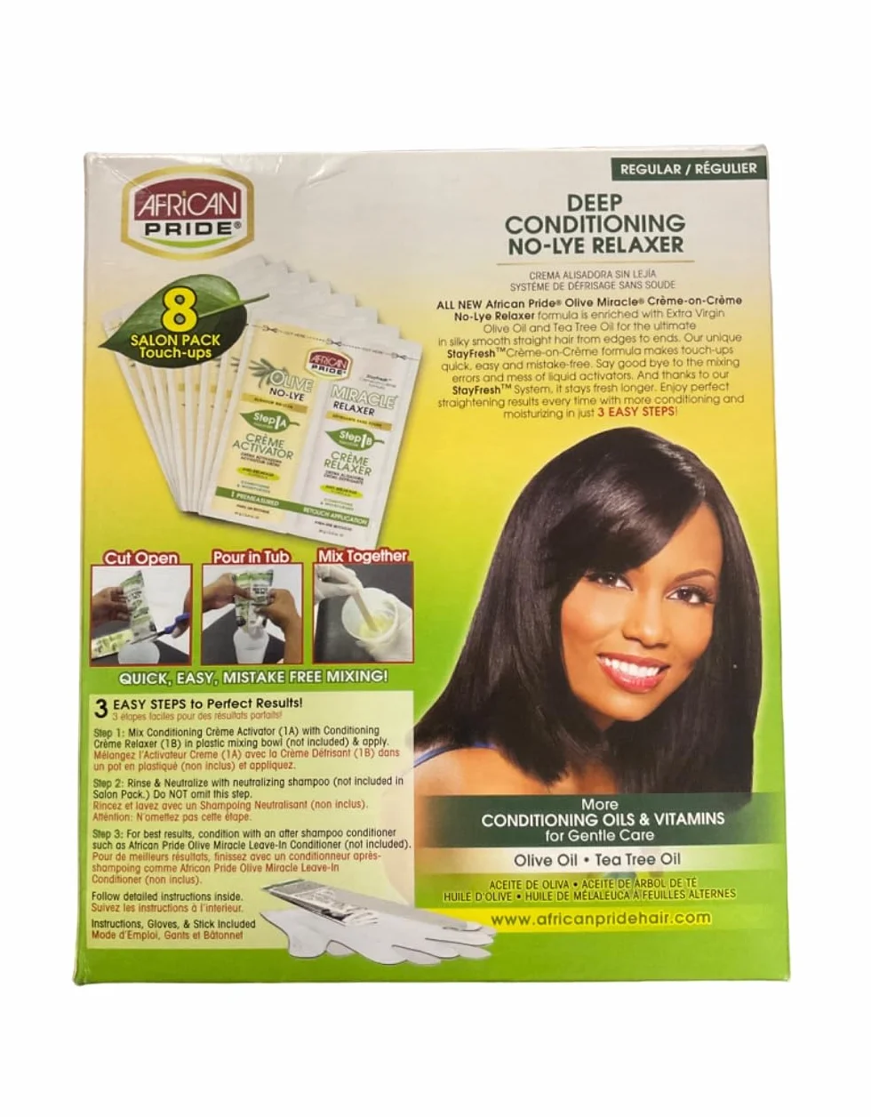 African Pride Olive Miracle Deep Conditioning No-Lye Relaxer - Regular Kit 8 African Pride
