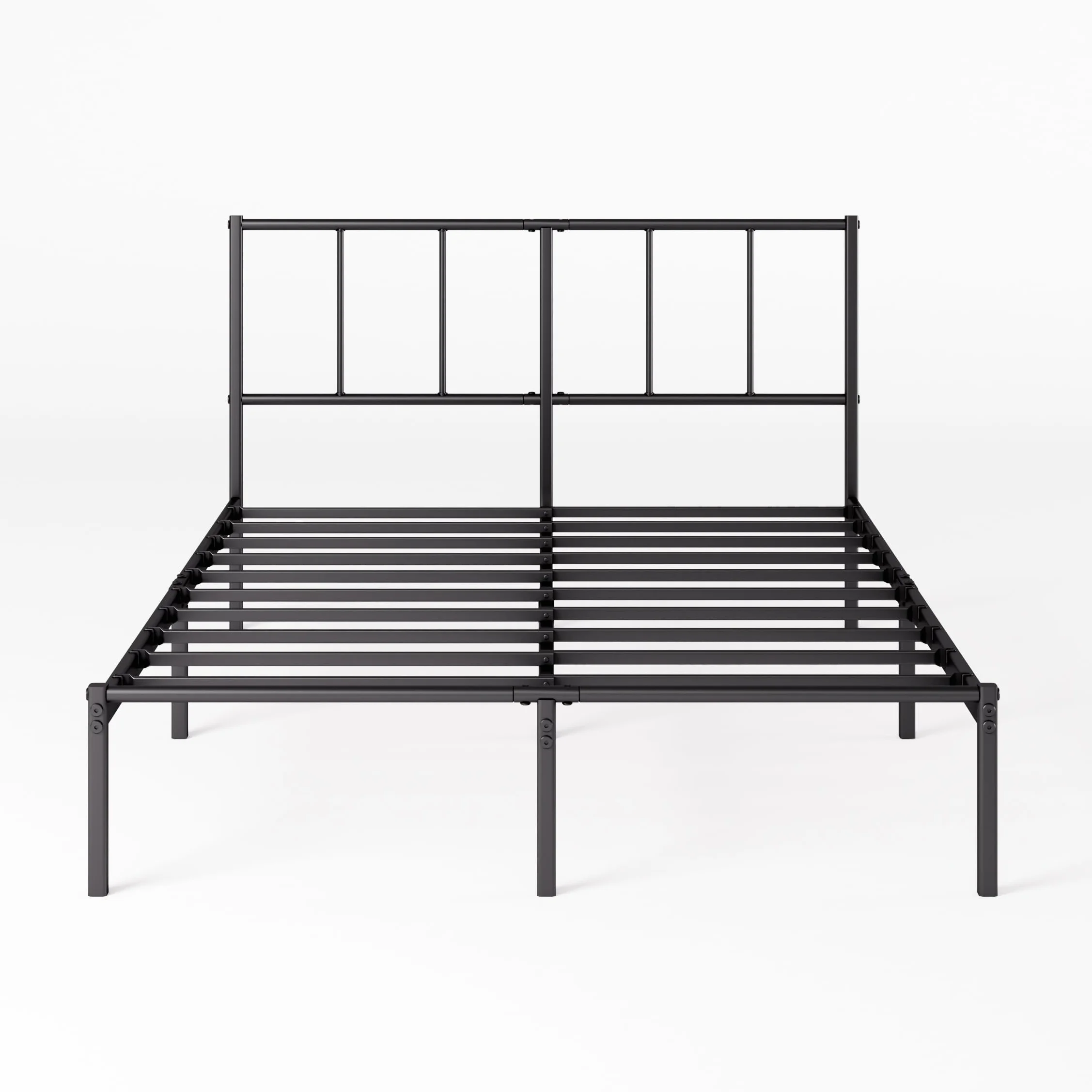 Zinus Justin Łóżko 200 x 140 cm – 35 cm wysokości – metalowa rama łóżka z zagłówkiem – metalowe łóżko ze stelażem – nie wymaga łóżka kontynentalnego, wolna przestrzeń pod łóżkiem, nowoczesne