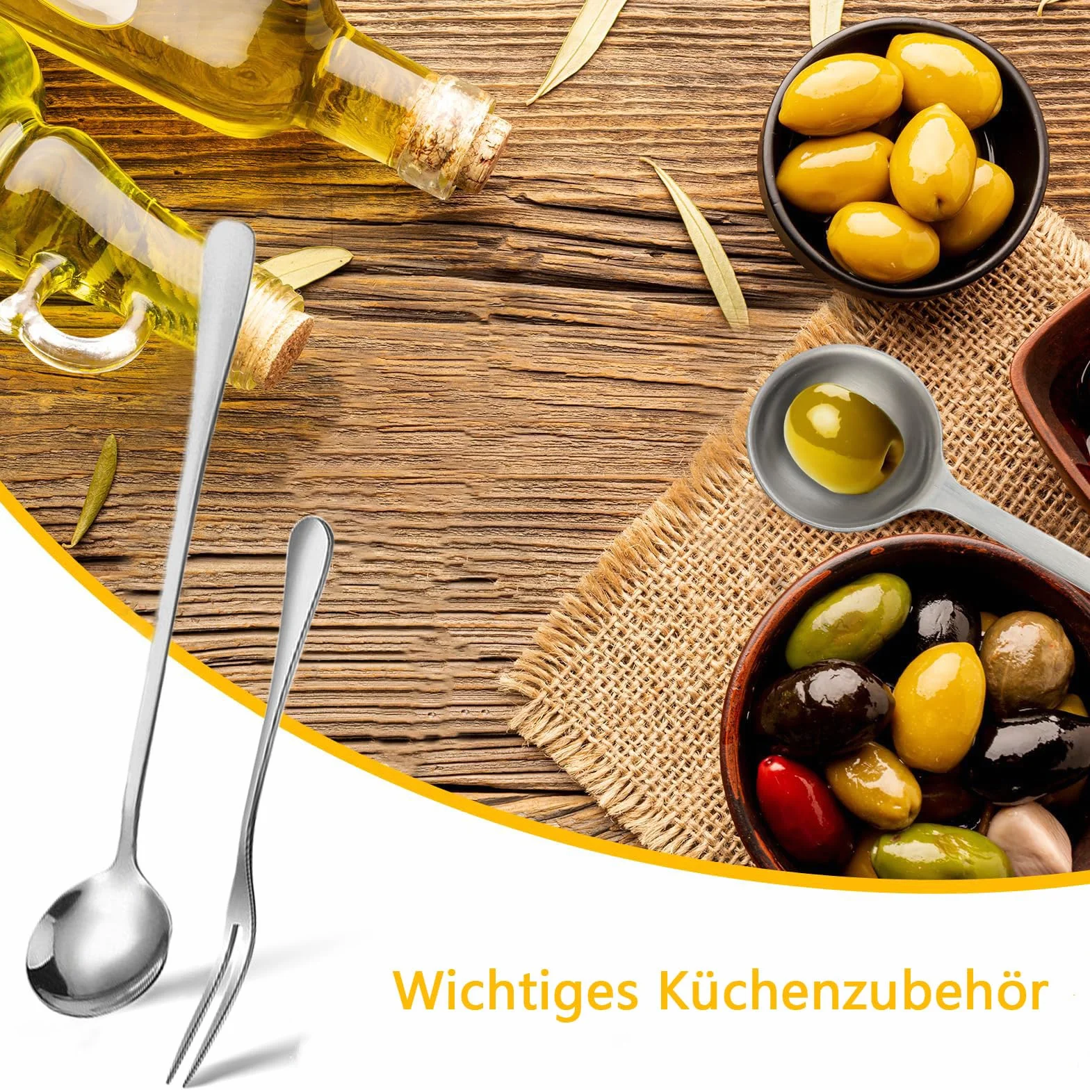 2 sztuki łyżek do oliwek i ogórków ze stali nierdzewnej, łyżka do serwowania, do domowej kuchni i restauracji