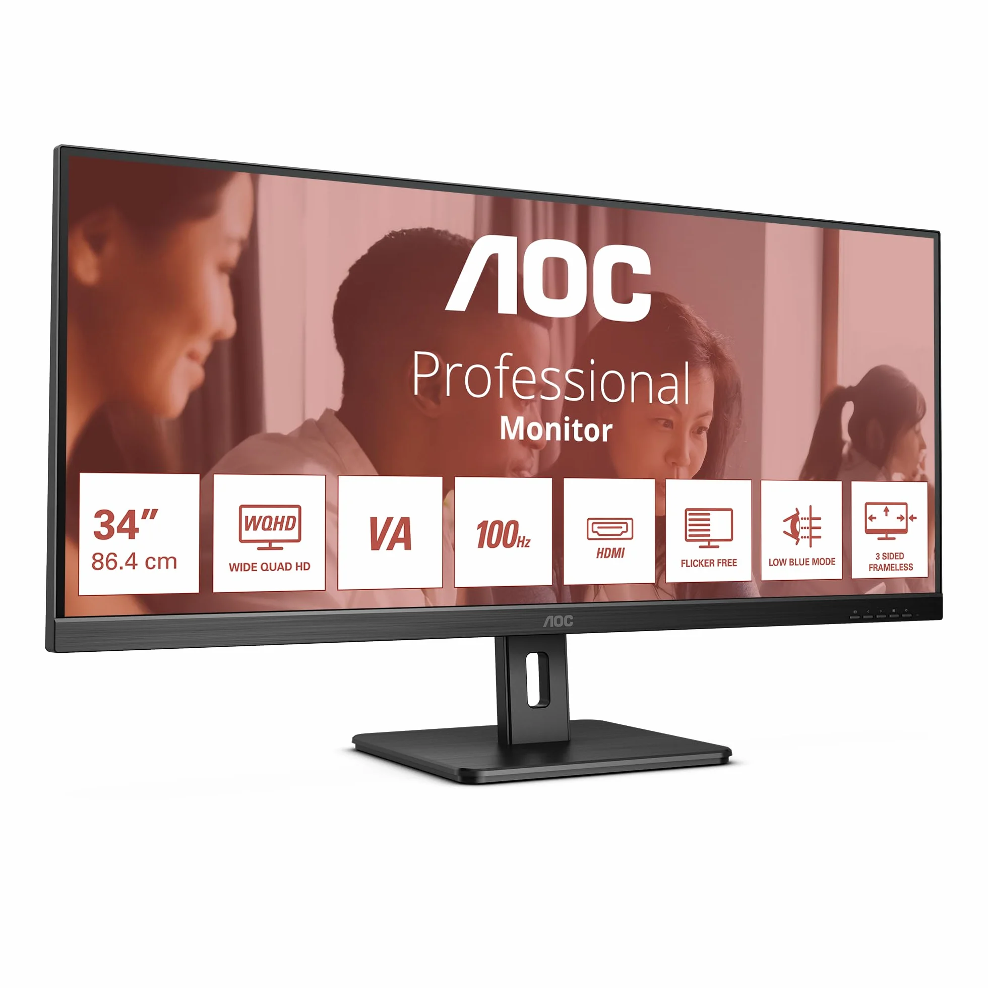 AOC U34E2M plat komputerowy 86,4 cm (34") 3440 x 1440 pikseli szeroki Quad HD Noir