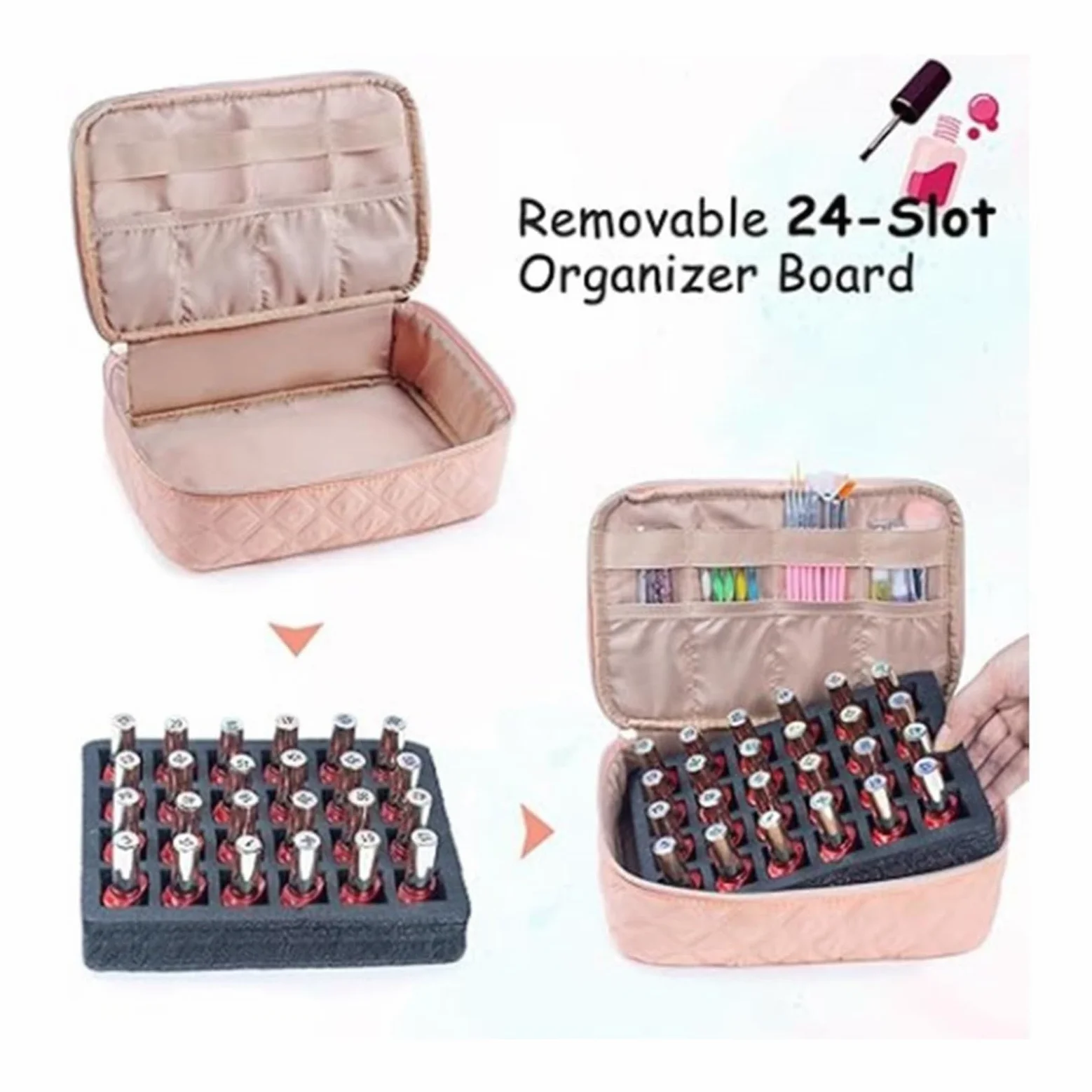Organizer Lakiery Paznokci Etui Na Organizer Do Lakierów Paznokci, Mieszczące 48 Butelek, Woreczek Narzędzia Manicure Składowanie(Black)